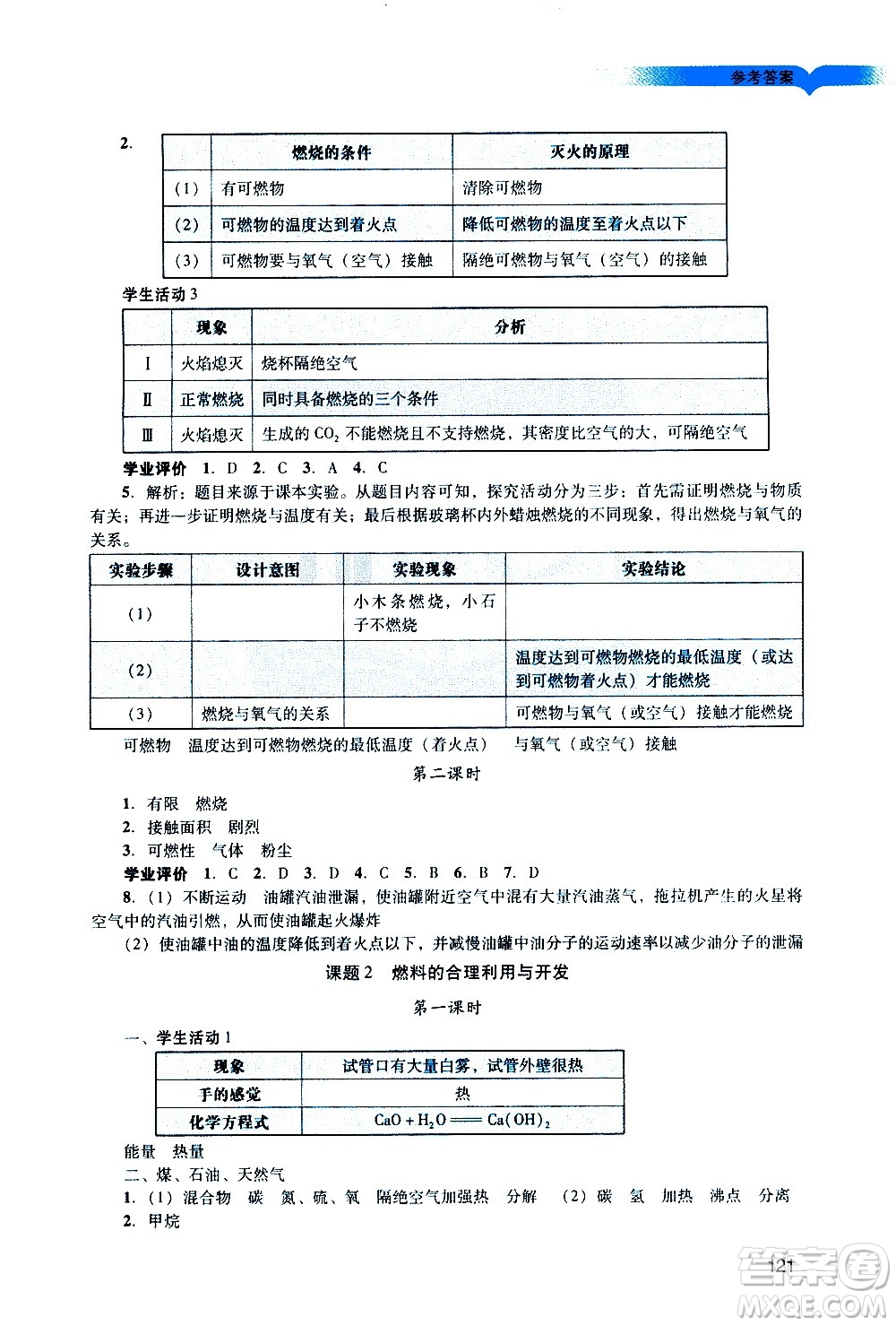 廣州出版社2020陽(yáng)光學(xué)業(yè)評(píng)價(jià)化學(xué)九年級(jí)上冊(cè)人教版答案