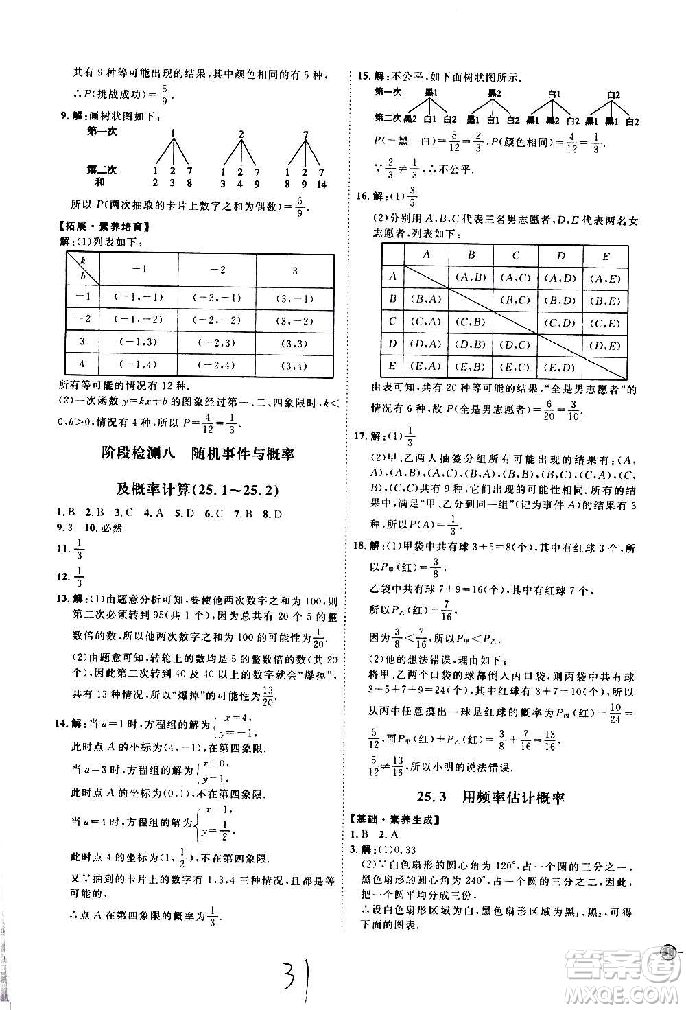 延邊教育出版社2020優(yōu)學(xué)案課時通數(shù)學(xué)九年級全一冊RJ人教版云南專用答案