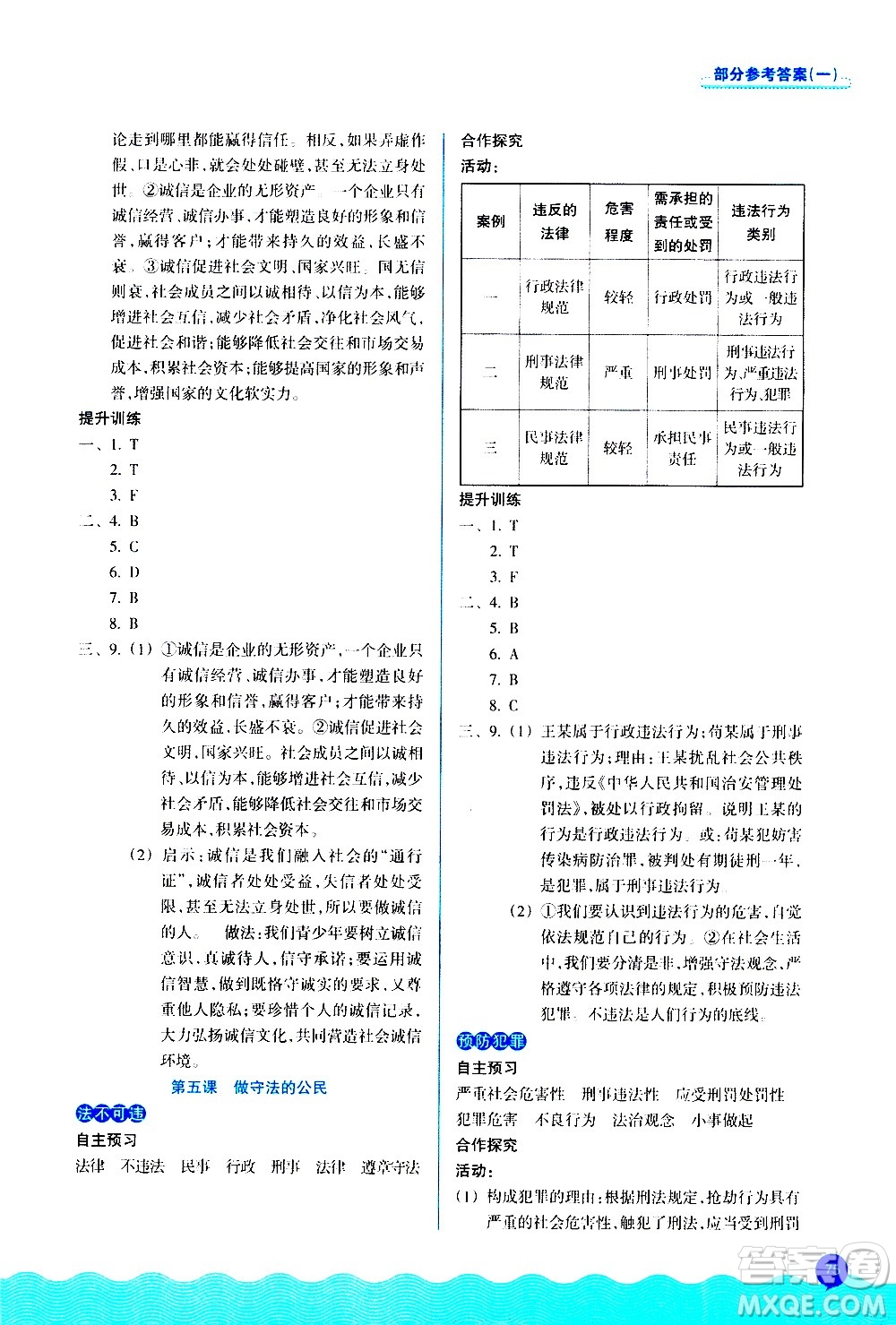 浙江教育出版社2020初中同步測(cè)控全優(yōu)設(shè)計(jì)八年級(jí)上冊(cè)道德與法治人教版答案