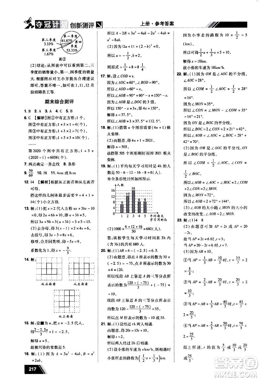 2020奪冠計(jì)劃初中創(chuàng)新測(cè)評(píng)數(shù)學(xué)七年級(jí)上冊(cè)BS北師版江西專版答案