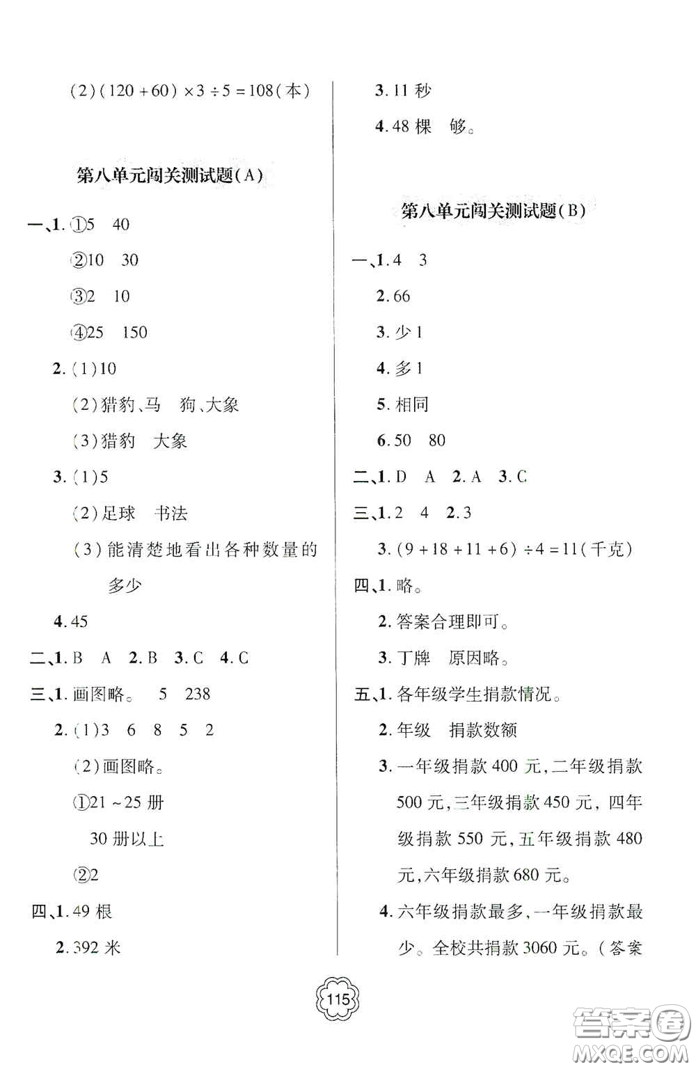 2020年秋金博士闖關(guān)密卷100分四年級(jí)數(shù)學(xué)上冊(cè)答案