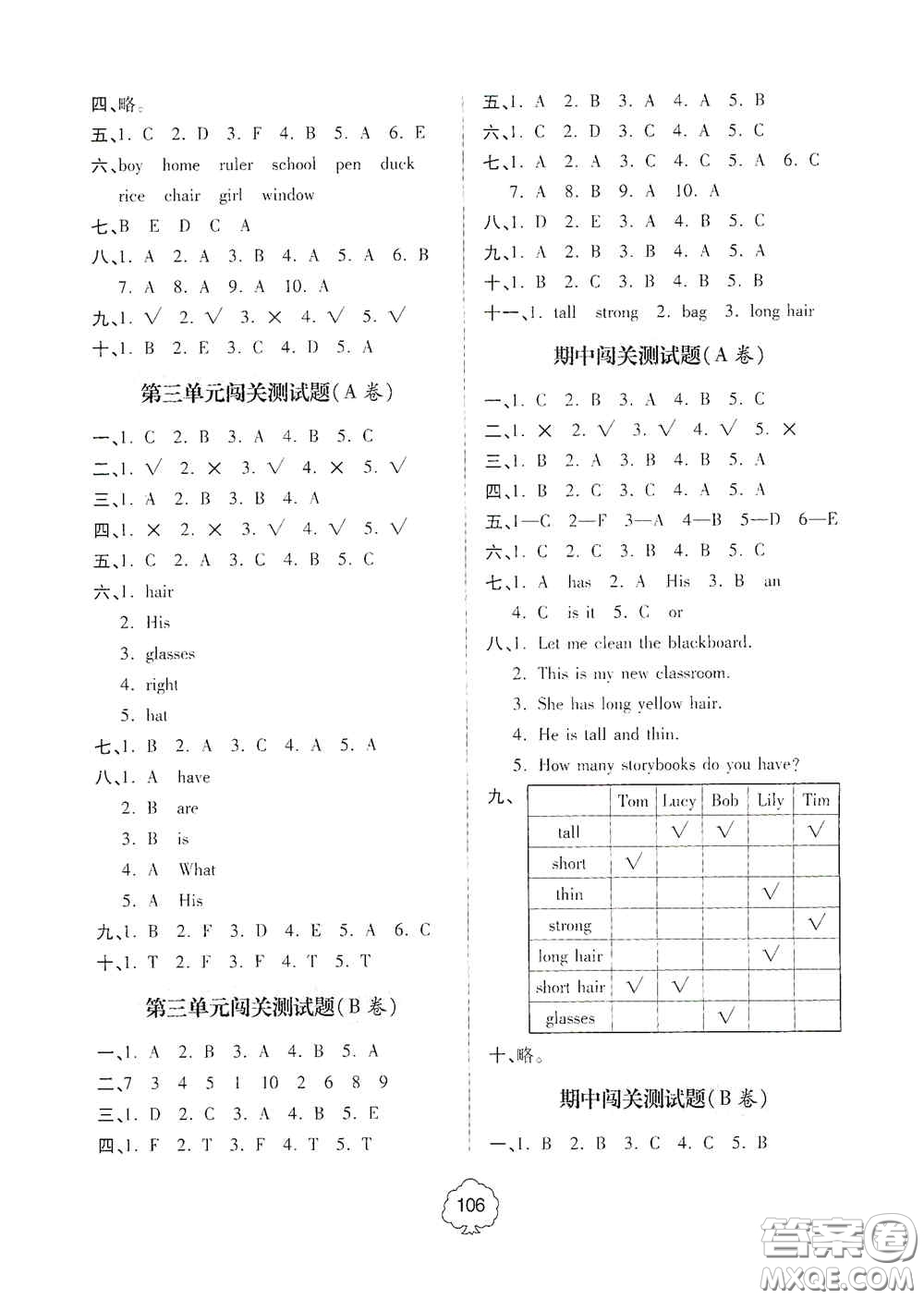 2020年秋金博士闖關(guān)密卷100分四年級(jí)英語(yǔ)上冊(cè)答案