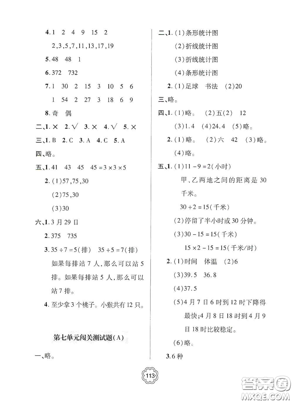 2020年秋金博士闖關(guān)密卷100分五年級(jí)數(shù)學(xué)上冊答案