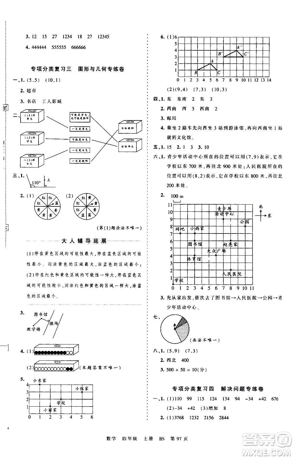 江西人民出版社2020秋王朝霞考點(diǎn)梳理時(shí)習(xí)卷數(shù)學(xué)四年級(jí)上冊(cè)BS北師版答案