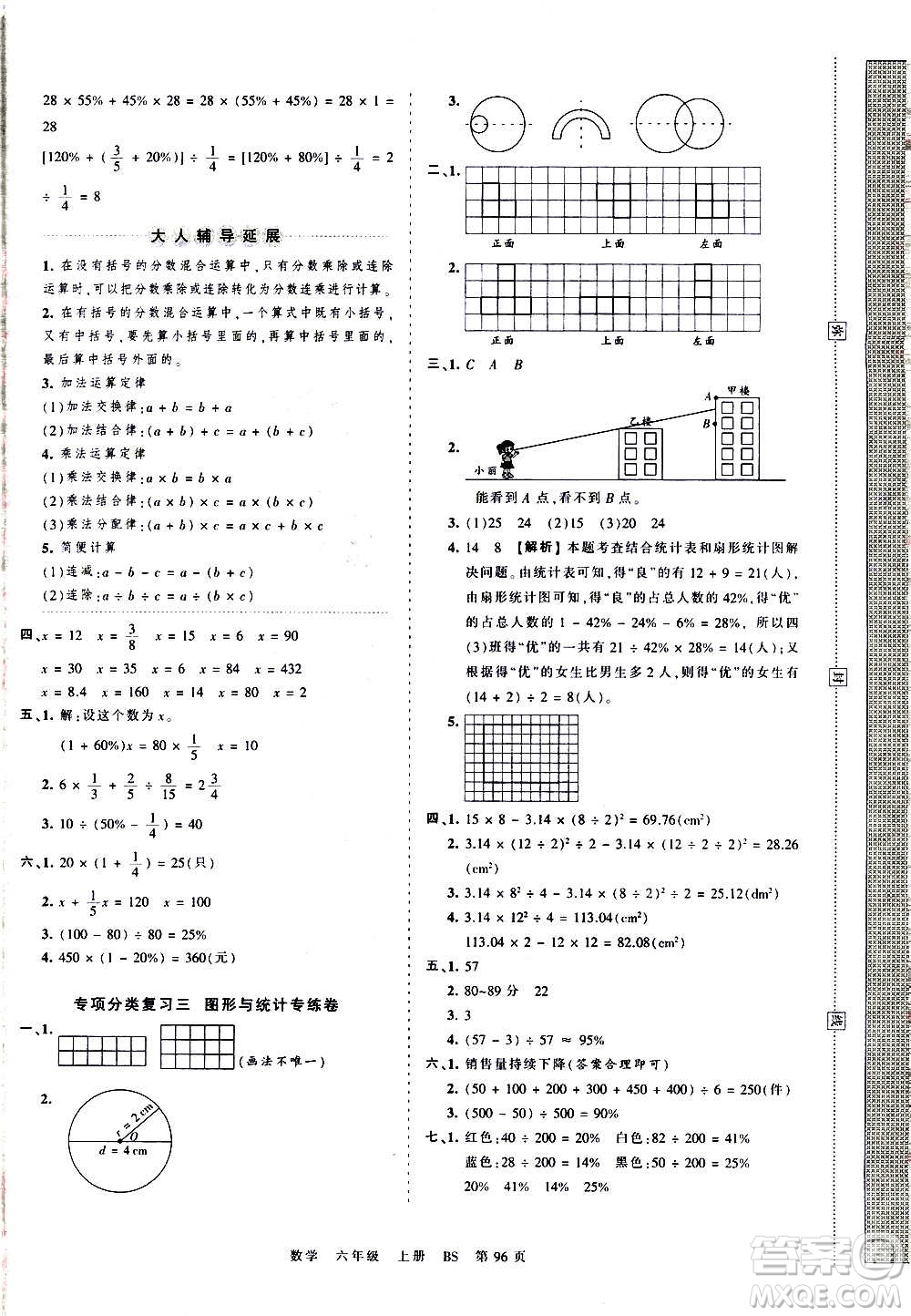 江西人民出版社2020秋王朝霞考點(diǎn)梳理時(shí)習(xí)卷數(shù)學(xué)六年級(jí)上冊(cè)BS北師版答案