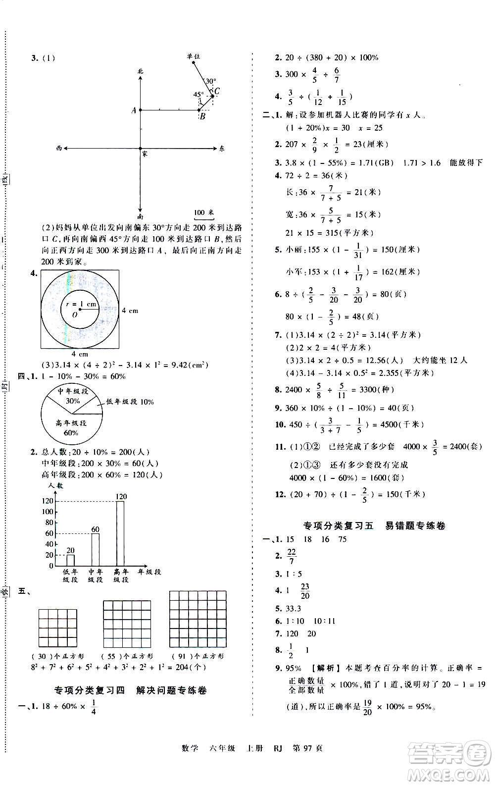 江西人民出版社2020秋王朝霞考點(diǎn)梳理時(shí)習(xí)卷數(shù)學(xué)六年級(jí)上冊(cè)RJ人教版答案