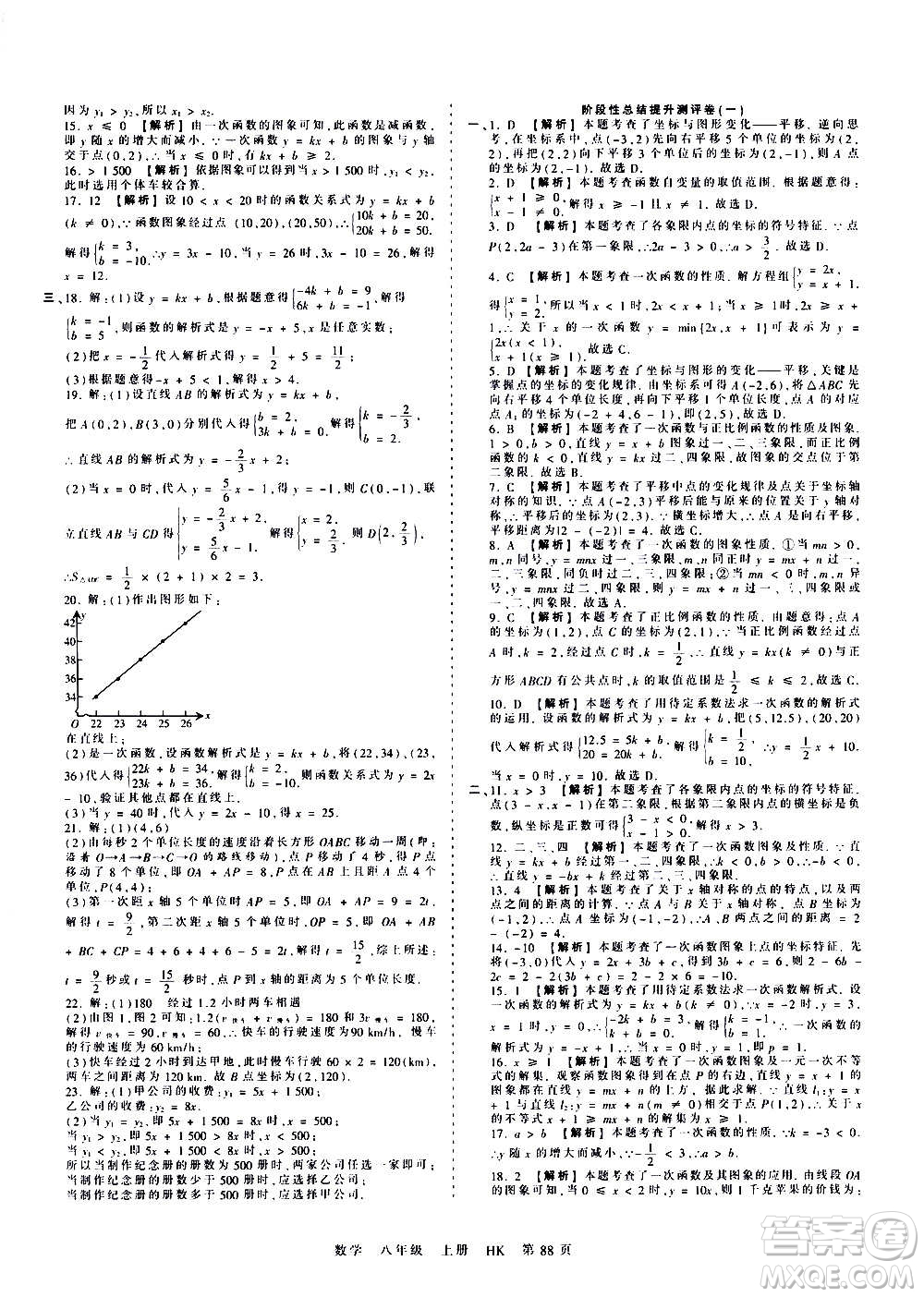 江西人民出版社2020秋王朝霞考點(diǎn)梳理時(shí)習(xí)卷數(shù)學(xué)八年級上冊HK滬科版答案