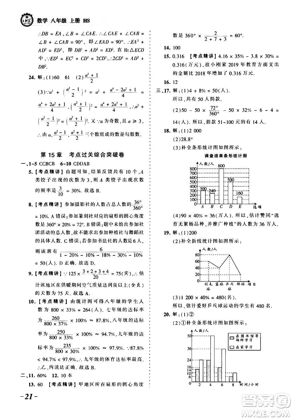 江西人民出版社2020秋王朝霞考點(diǎn)梳理時(shí)習(xí)卷數(shù)學(xué)八年級(jí)上冊(cè)HS華師版答案