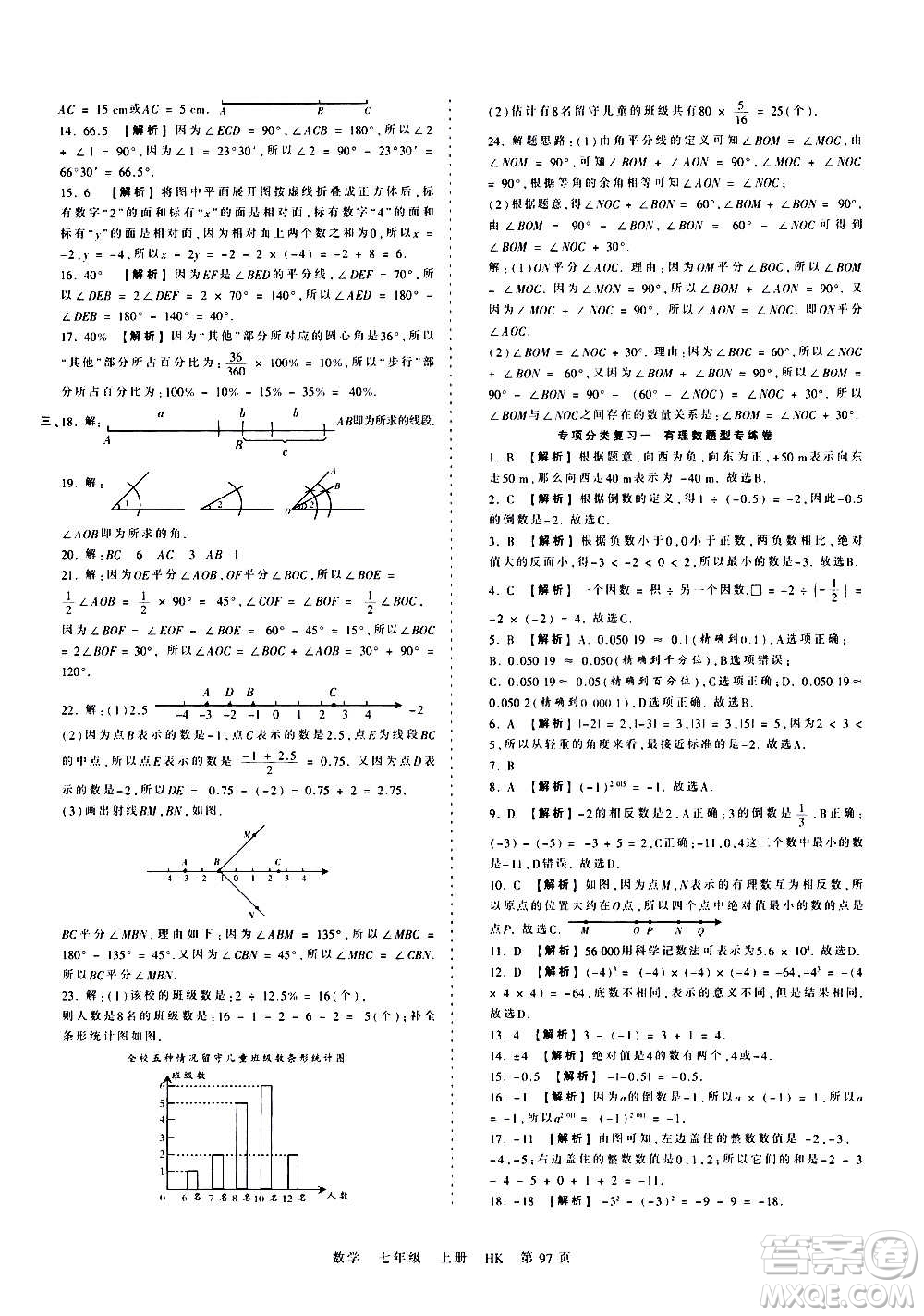 江西人民出版社2020秋王朝霞考點(diǎn)梳理時(shí)習(xí)卷數(shù)學(xué)七年級(jí)上冊(cè)HK滬科版答案