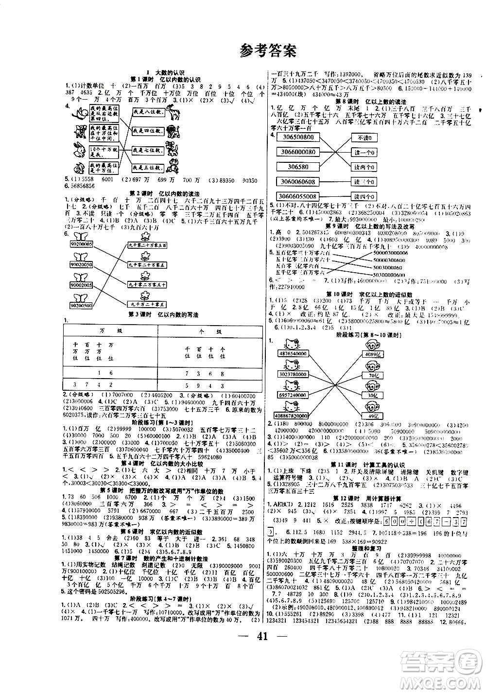 ?合肥工業(yè)大學(xué)出版社2020七天學(xué)練考四年級上冊數(shù)學(xué)RJ人教版答案