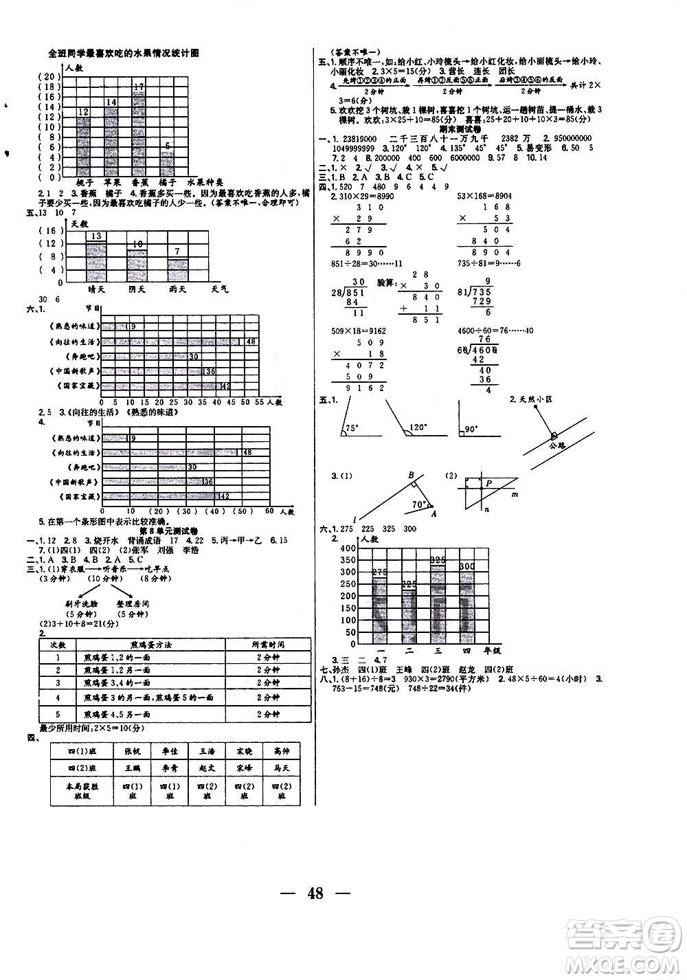 ?合肥工業(yè)大學(xué)出版社2020七天學(xué)練考四年級上冊數(shù)學(xué)RJ人教版答案