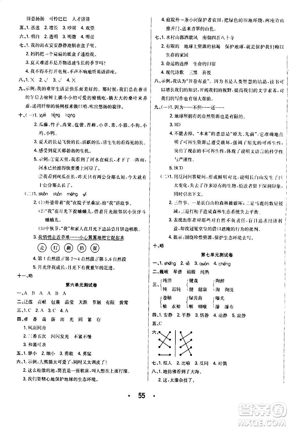 ?合肥工業(yè)大學(xué)出版社2020七天學(xué)練考六年級上冊語文RJ人教版答案