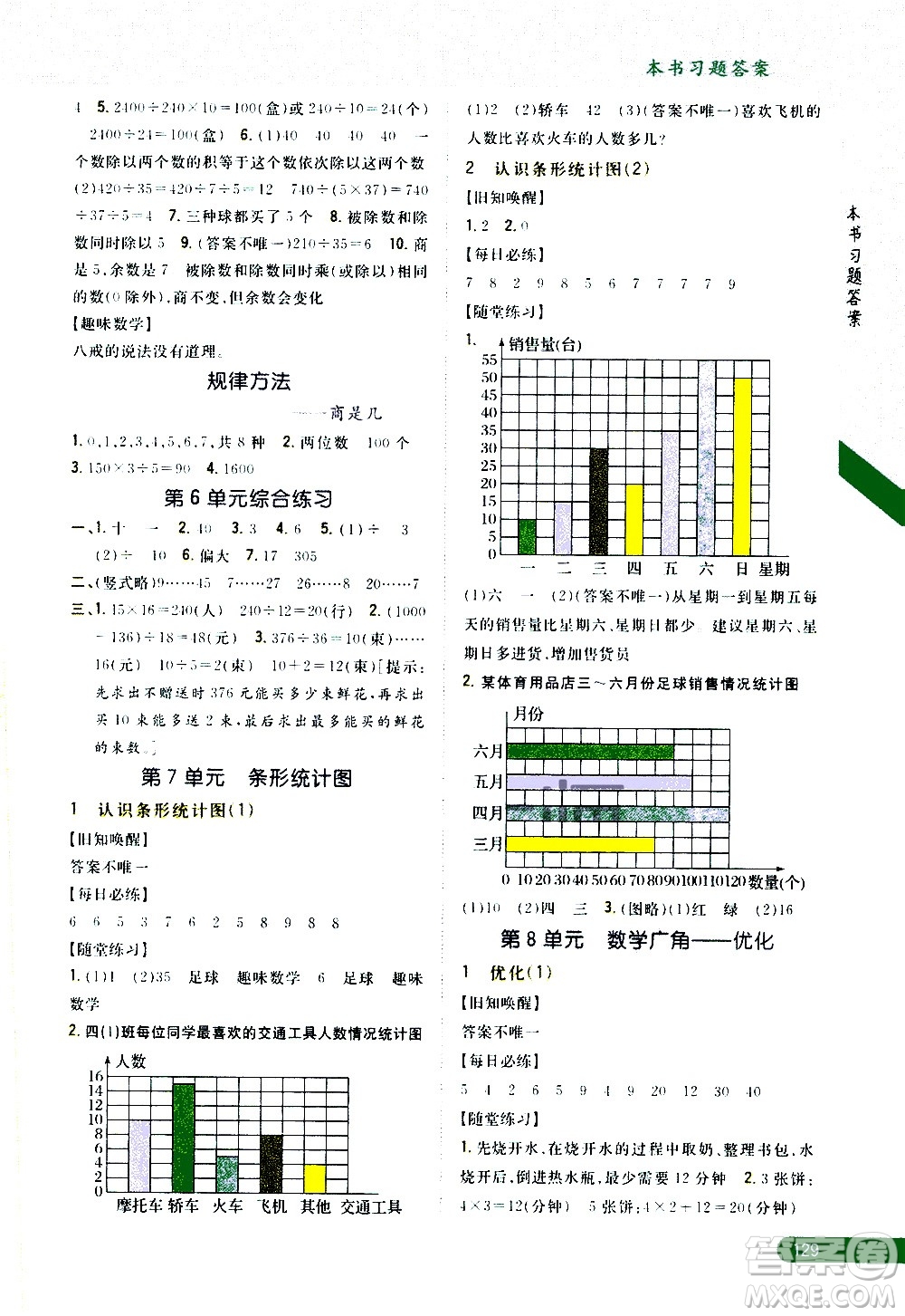 吉林人民出版社2020小學(xué)教材完全解讀四年級(jí)數(shù)學(xué)上冊(cè)新課標(biāo)人教版答案