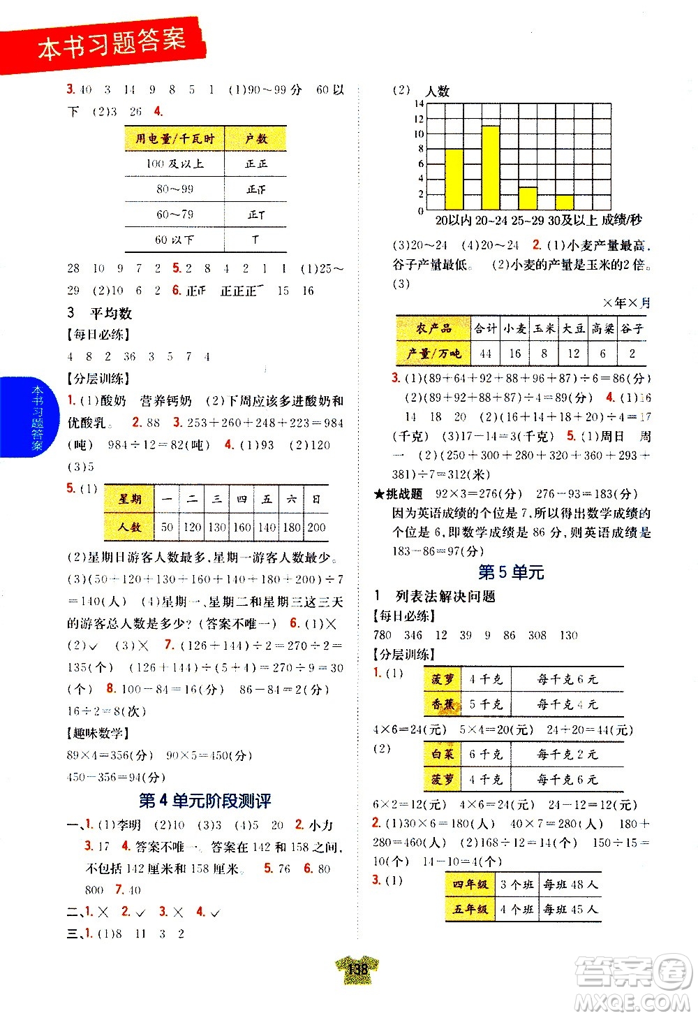 吉林人民出版社2020小學(xué)教材完全解讀四年級(jí)數(shù)學(xué)上冊(cè)新課標(biāo)江蘇版答案