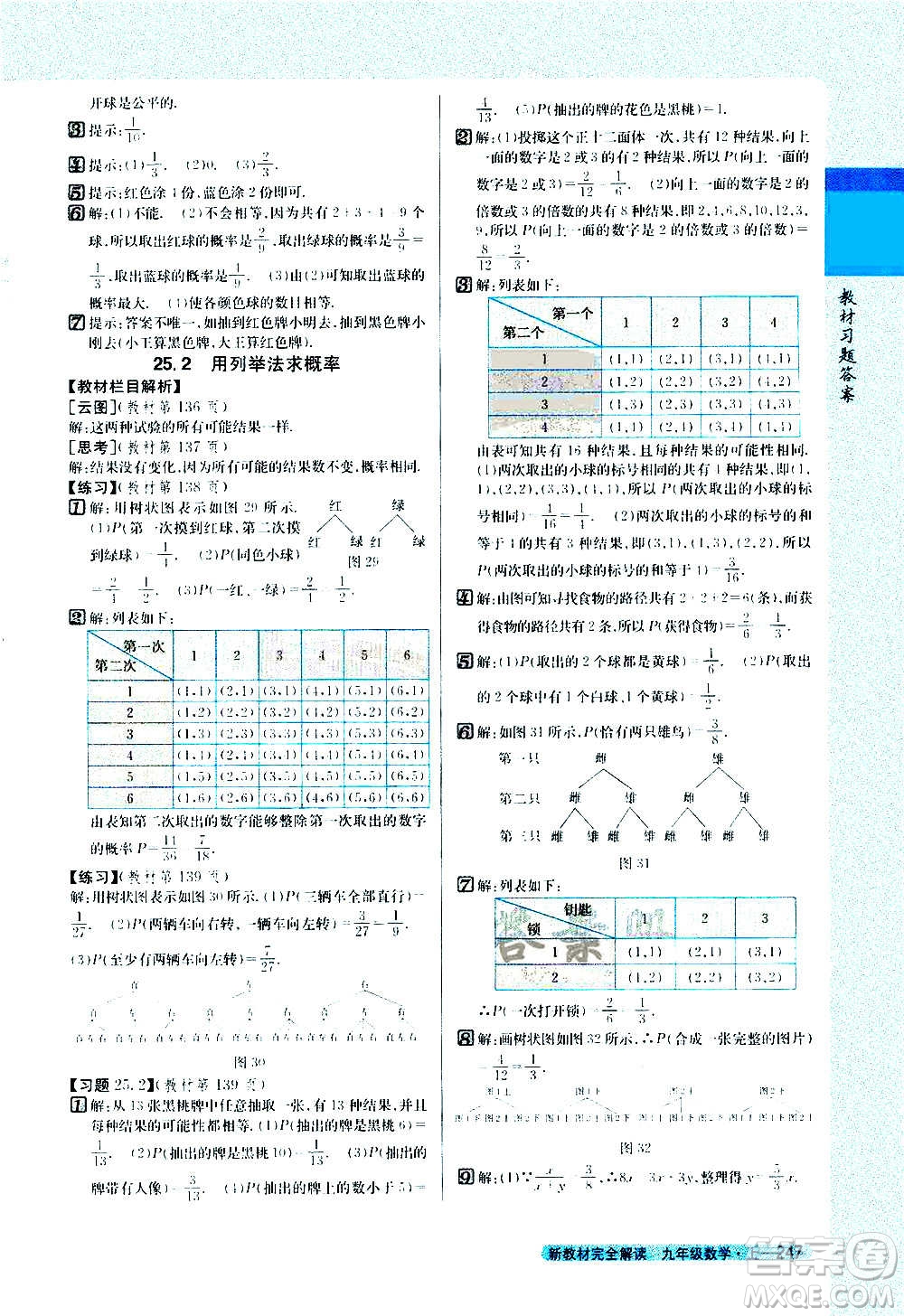 吉林人民出版社2020新教材完全解讀數(shù)學九年級上冊人教版答案