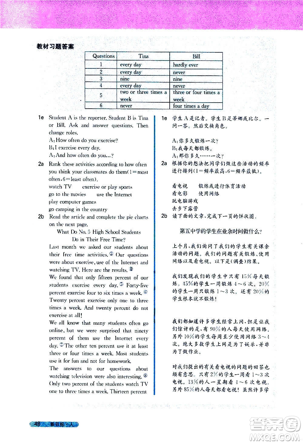 吉林人民出版社2020新教材完全解讀英語(yǔ)八年級(jí)上冊(cè)人教版答案