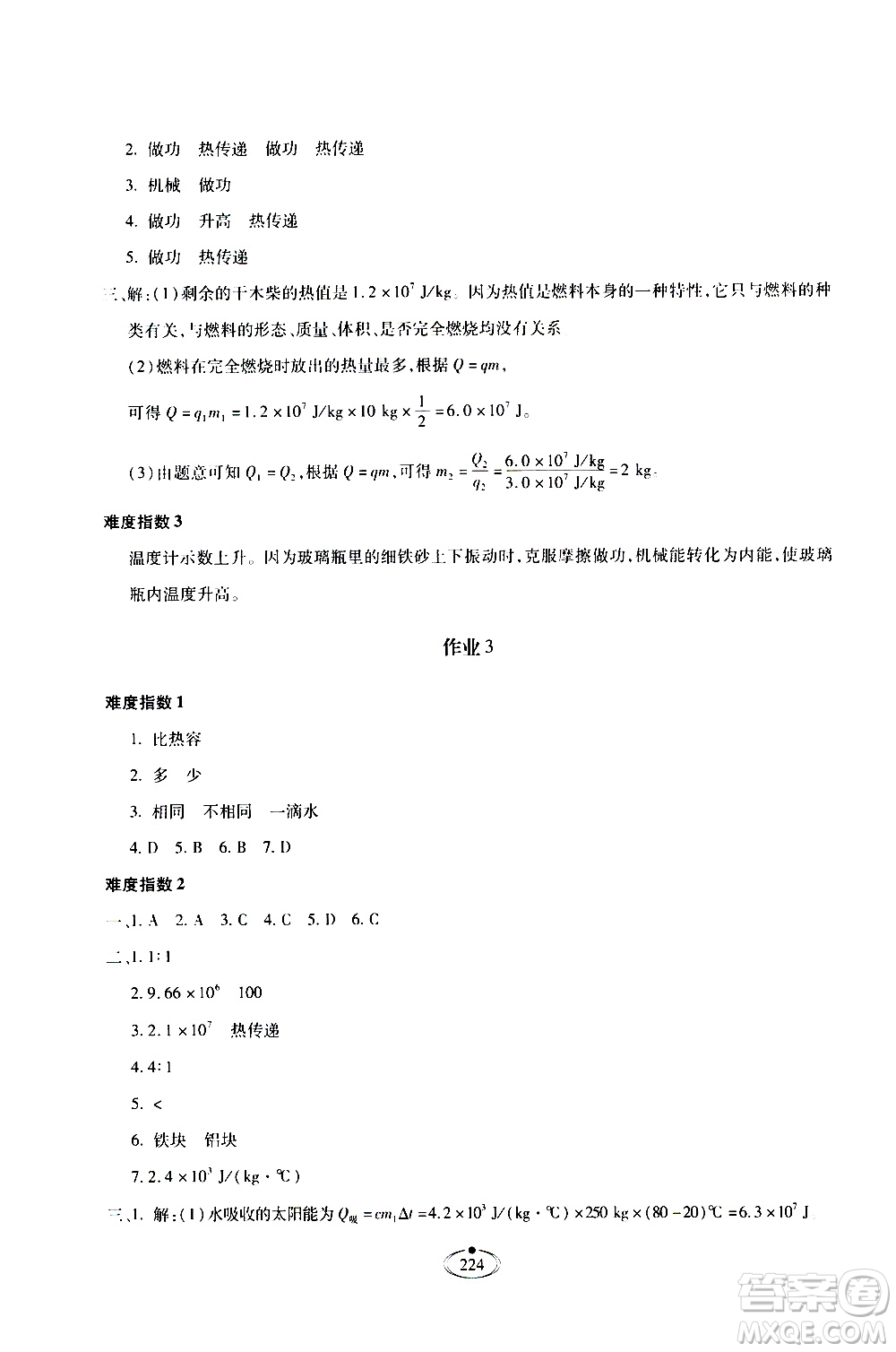 河北少年兒童出版社2020世超金典作業(yè)物理九年級全一冊人教版答案