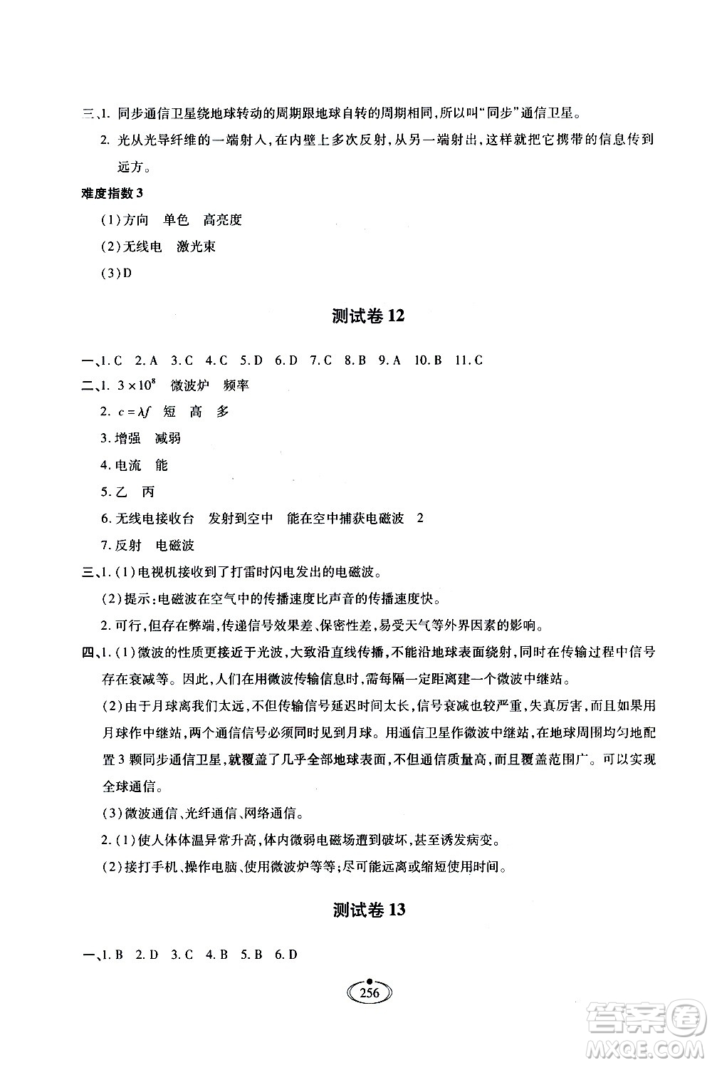 河北少年兒童出版社2020世超金典作業(yè)物理九年級全一冊人教版答案