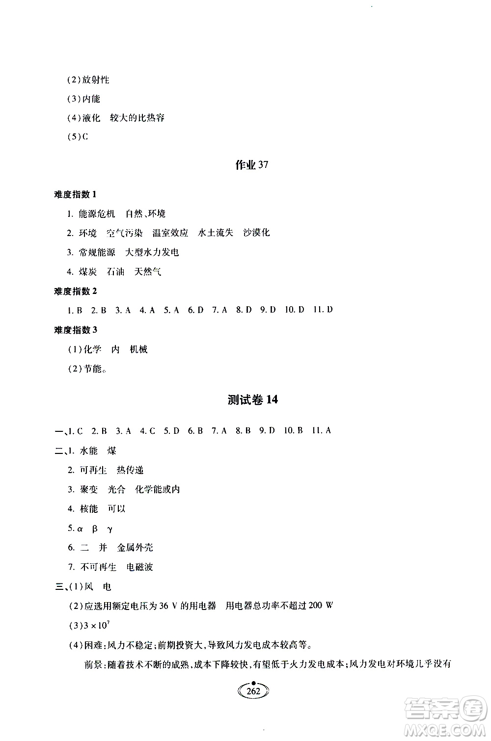 河北少年兒童出版社2020世超金典作業(yè)物理九年級全一冊人教版答案