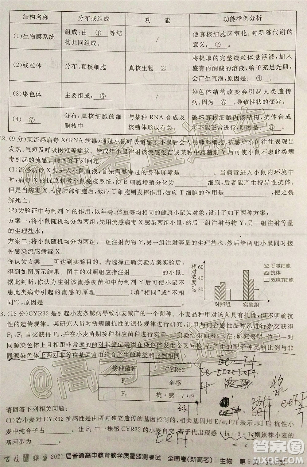 2021屆百校聯(lián)盟12月聯(lián)考全國卷新高考生物試題及答案