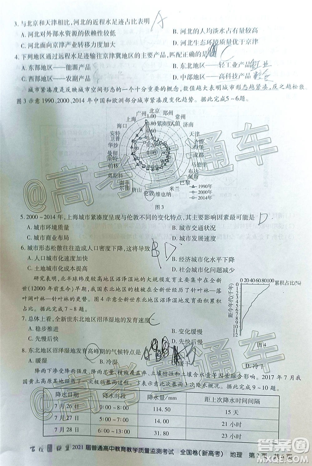 2021屆百校聯(lián)盟12月聯(lián)考全國(guó)卷新高考地理試題及答案