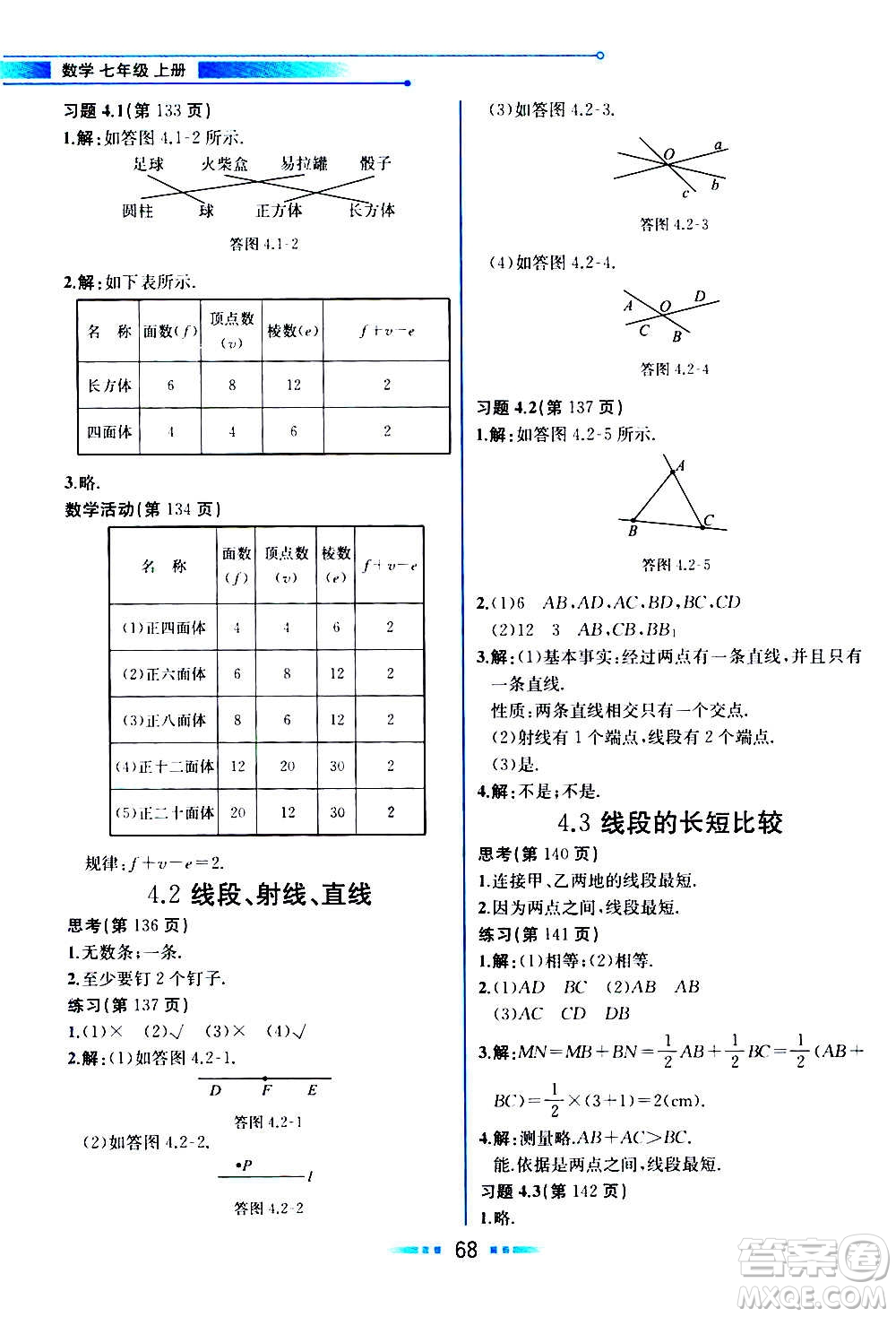 2020年教材解讀數(shù)學(xué)七年級(jí)上冊(cè)HK滬科版參考答案