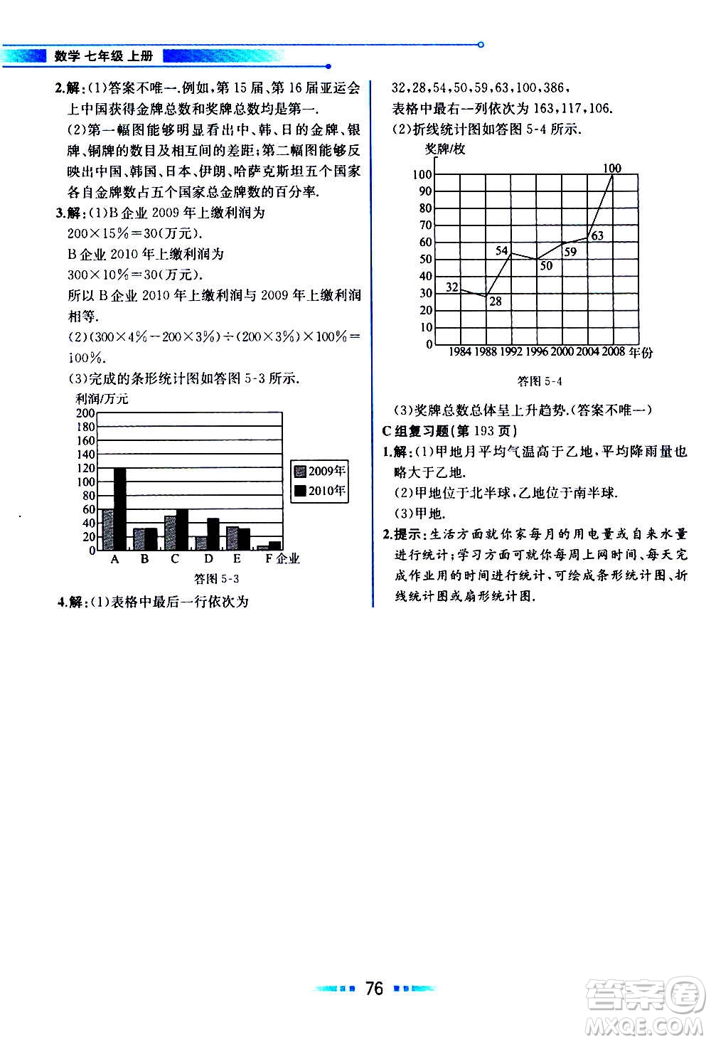 2020年教材解讀數(shù)學(xué)七年級(jí)上冊(cè)HK滬科版參考答案