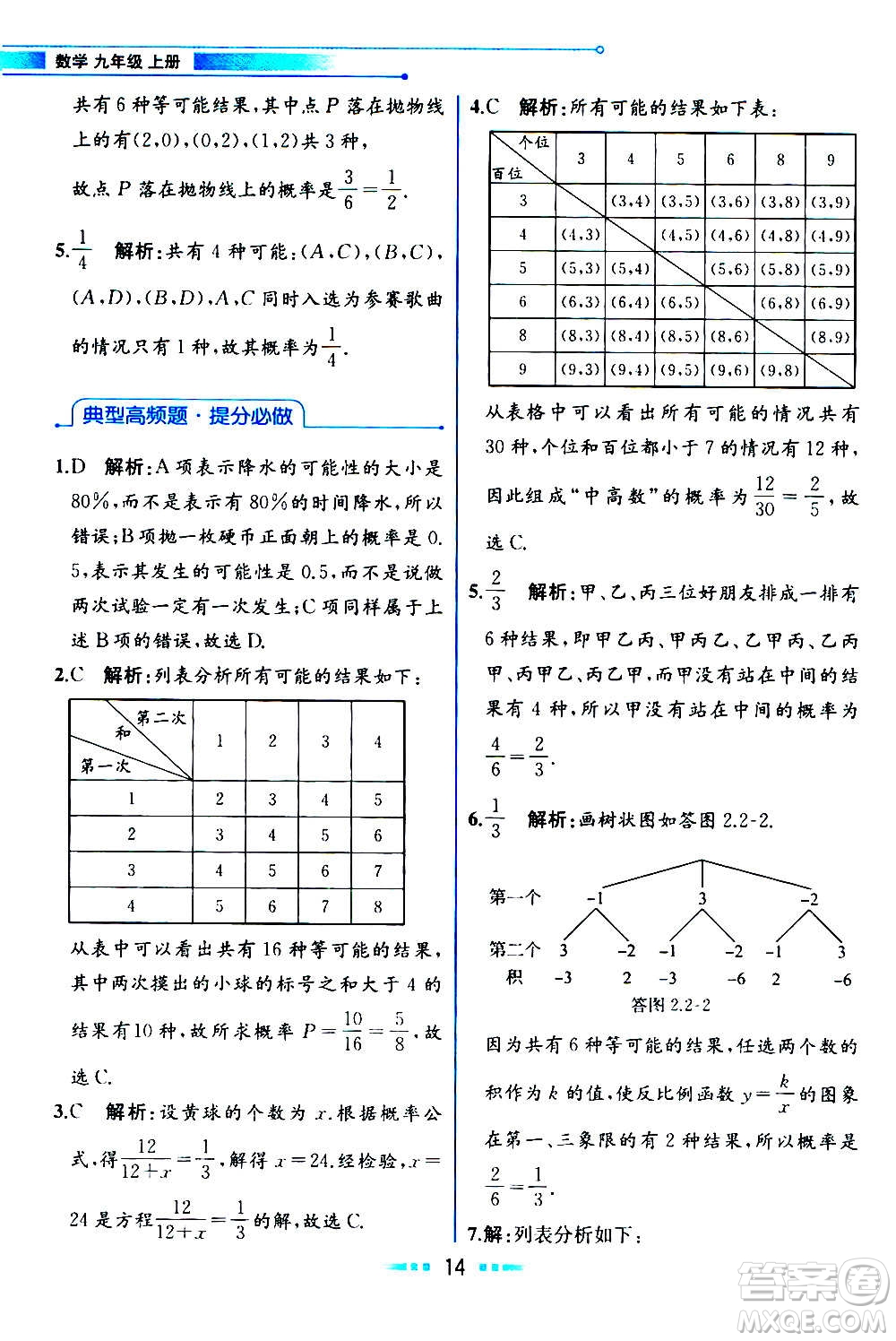 人民教育出版社2020教材解讀數(shù)學(xué)九年級(jí)上冊(cè)ZJ浙教版答案