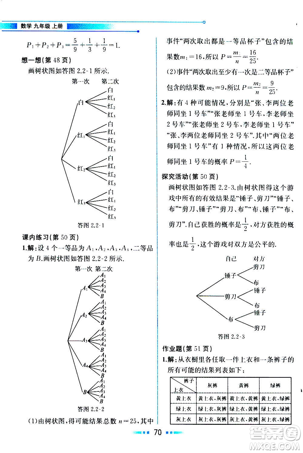 人民教育出版社2020教材解讀數(shù)學(xué)九年級(jí)上冊(cè)ZJ浙教版答案