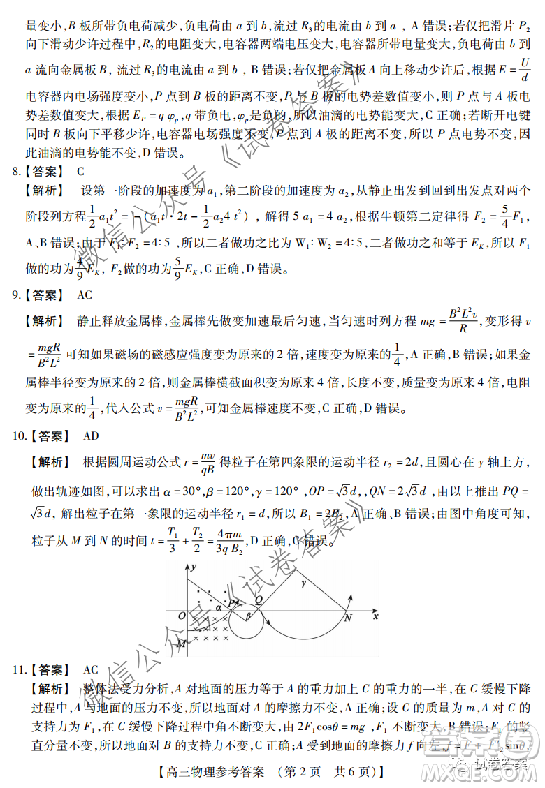 非凡吉創(chuàng)2020-2021學(xué)年高三年級12月大聯(lián)考物理答案