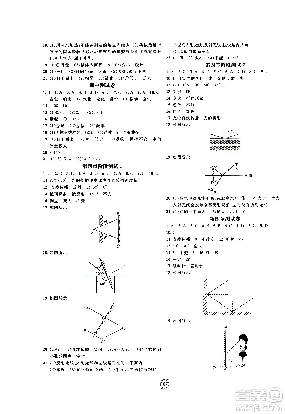 2020過關(guān)沖刺100分物理八年級上冊R人教版答案