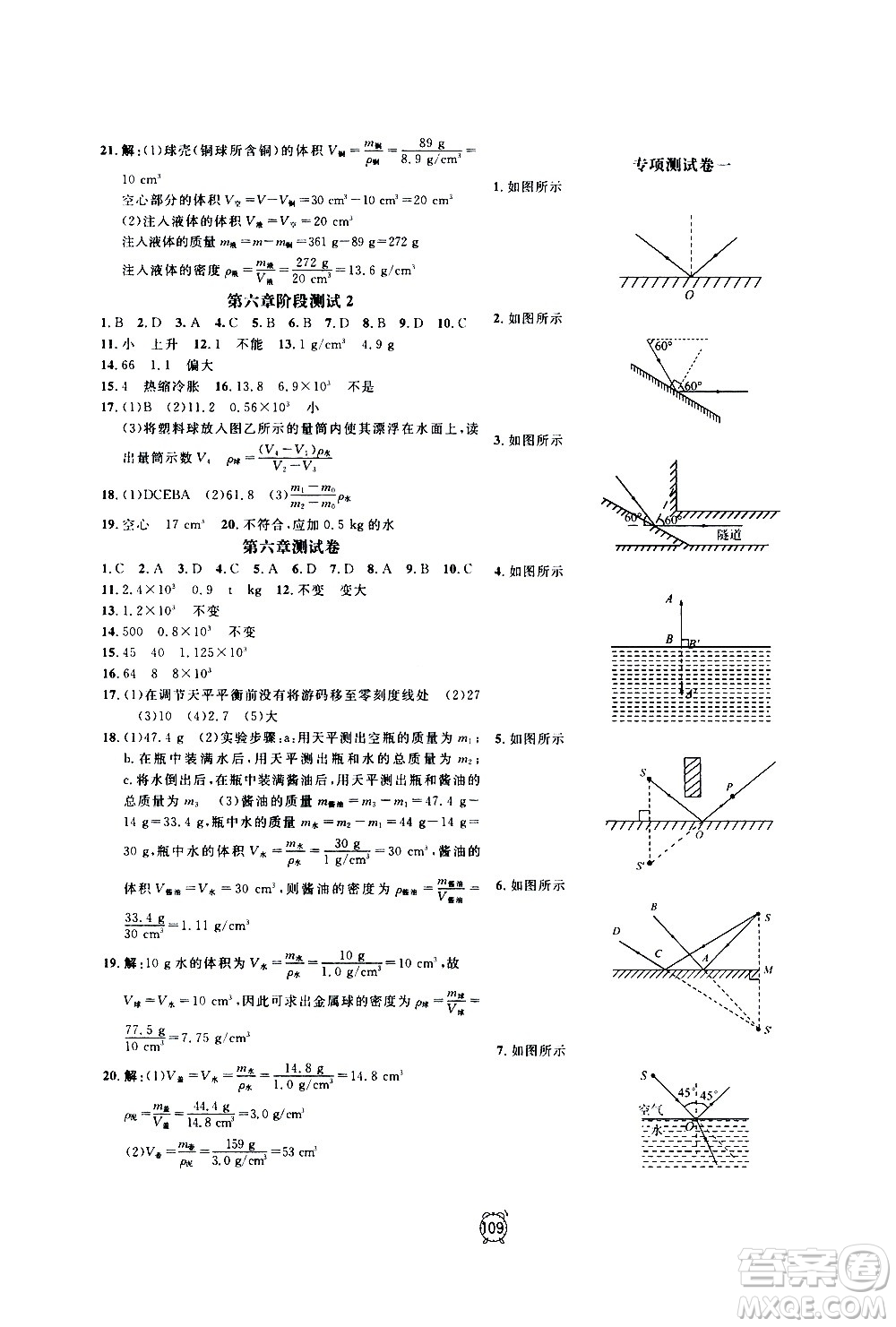 2020過關(guān)沖刺100分物理八年級上冊R人教版答案