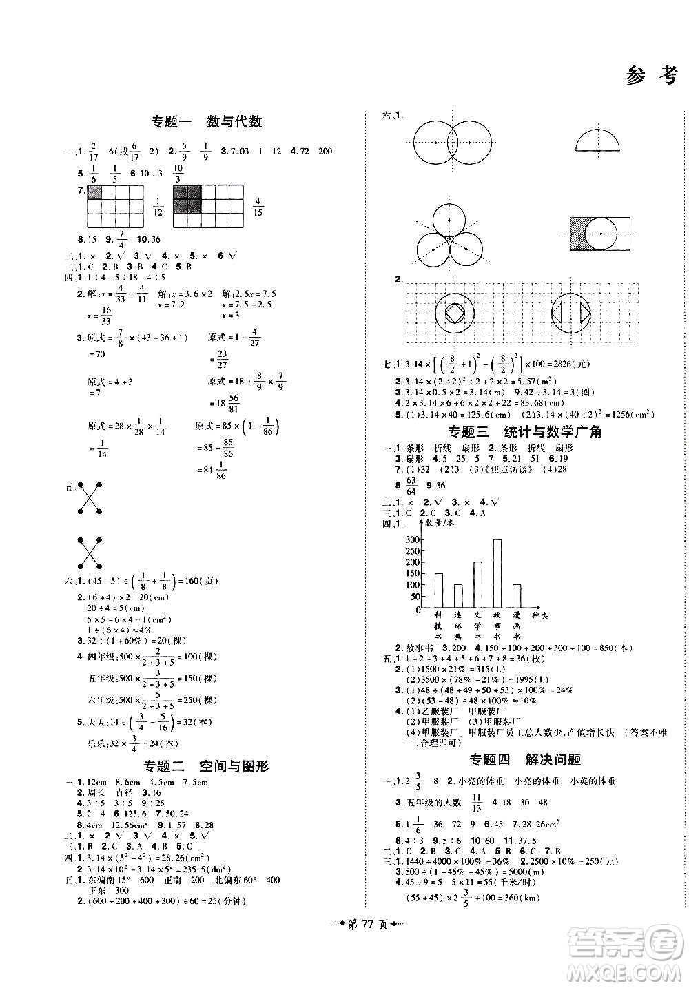 2020魔力一卷通小學(xué)期末沖刺100分?jǐn)?shù)學(xué)六年級(jí)上冊(cè)RJ人教版答案