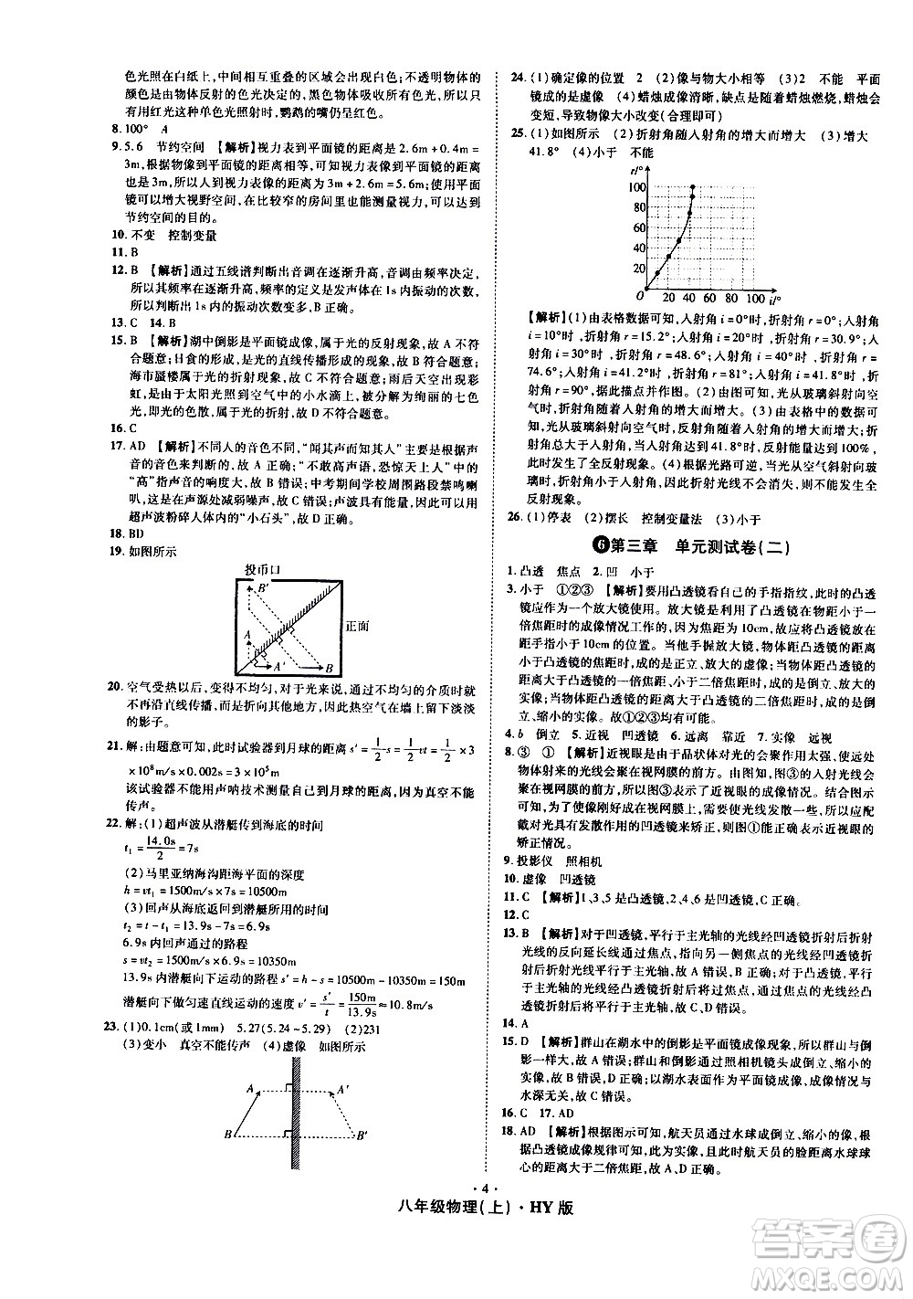 2020魔力一卷通物理八年級上冊HY滬粵版答案