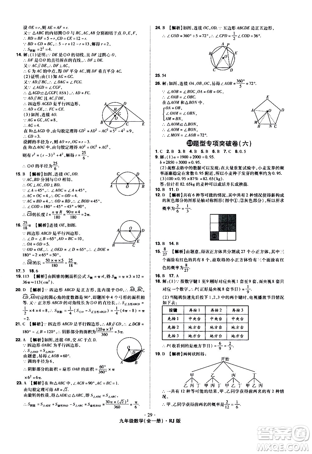 2020魔力一卷通數(shù)學(xué)九年級(jí)全一冊(cè)RJ人教版答案