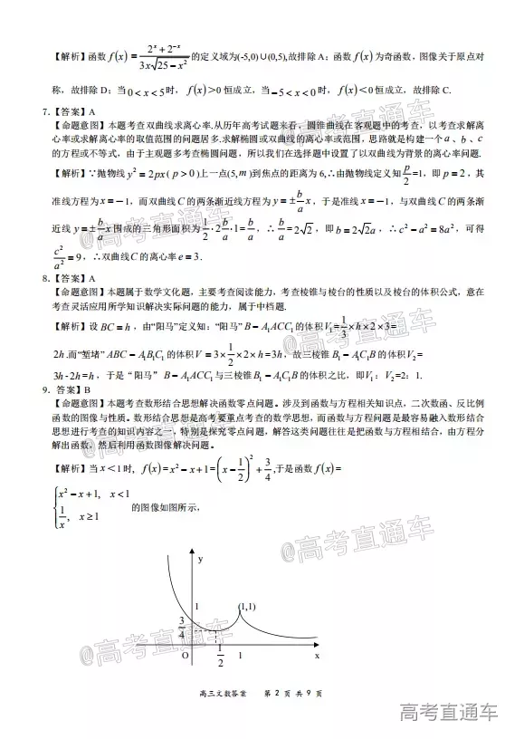 2020-2021學(xué)年上學(xué)期全國(guó)百?gòu)?qiáng)名校領(lǐng)軍考試高三文科數(shù)學(xué)試題及答案