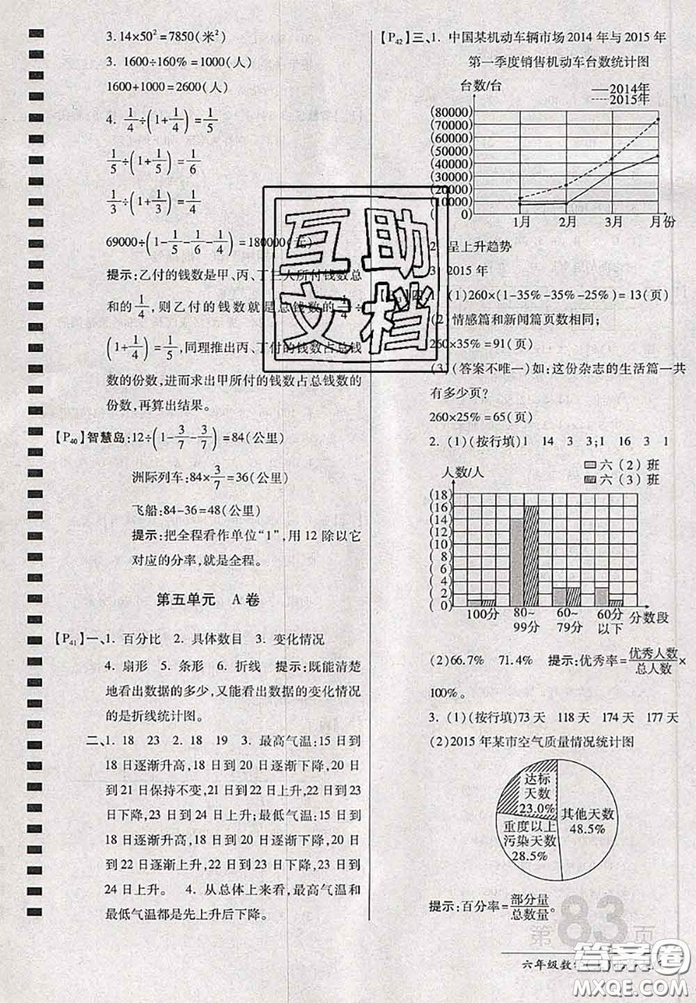 開明出版社2020年萬向思維最新AB卷六年級數(shù)學(xué)上冊北師大版答案