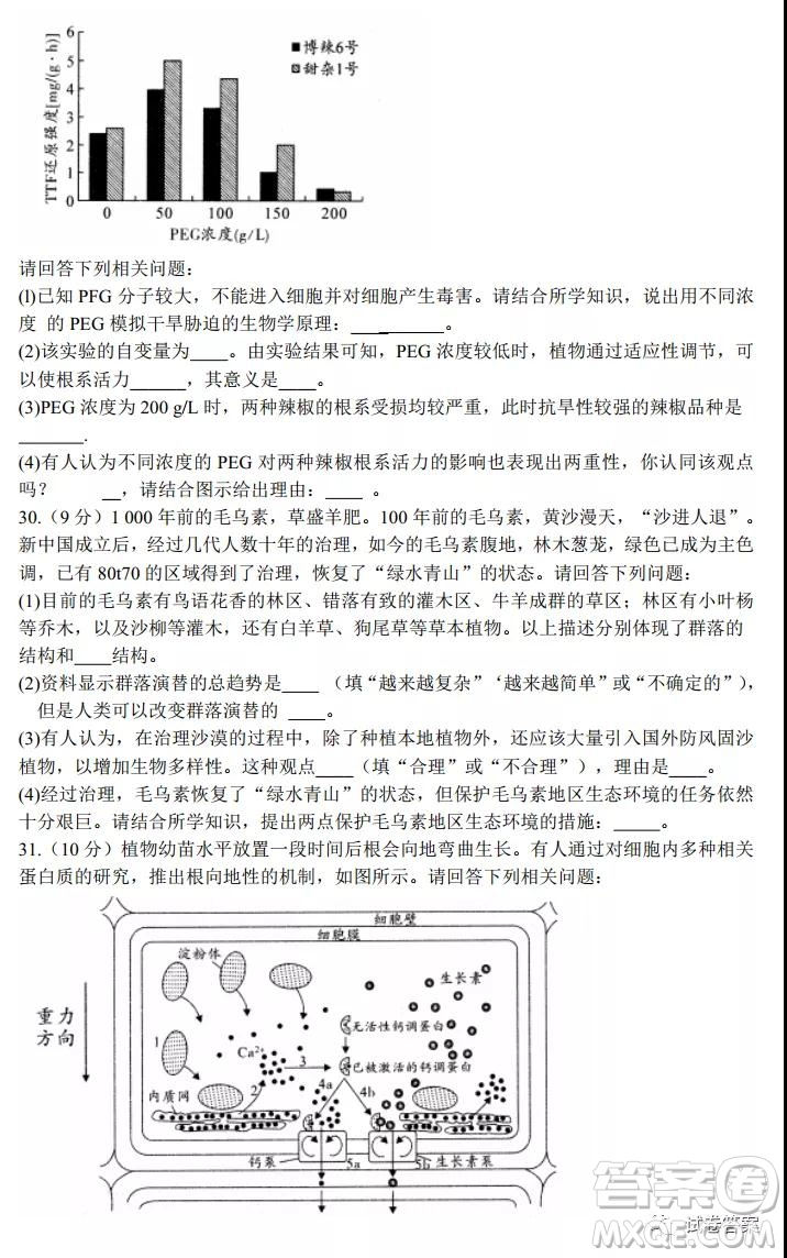 中原名校2020-2021學(xué)年上期第四次精英聯(lián)賽理科綜合試題及答案