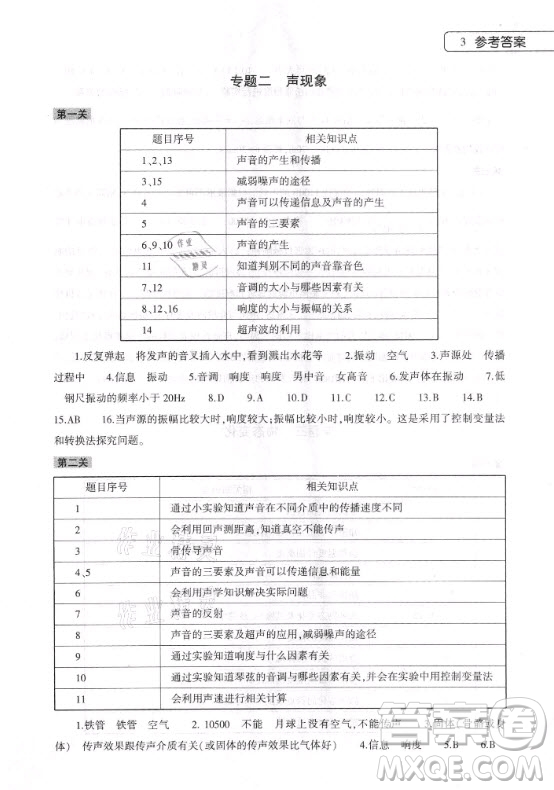 大象出版社2021物理寒假作業(yè)本八年級通用版答案