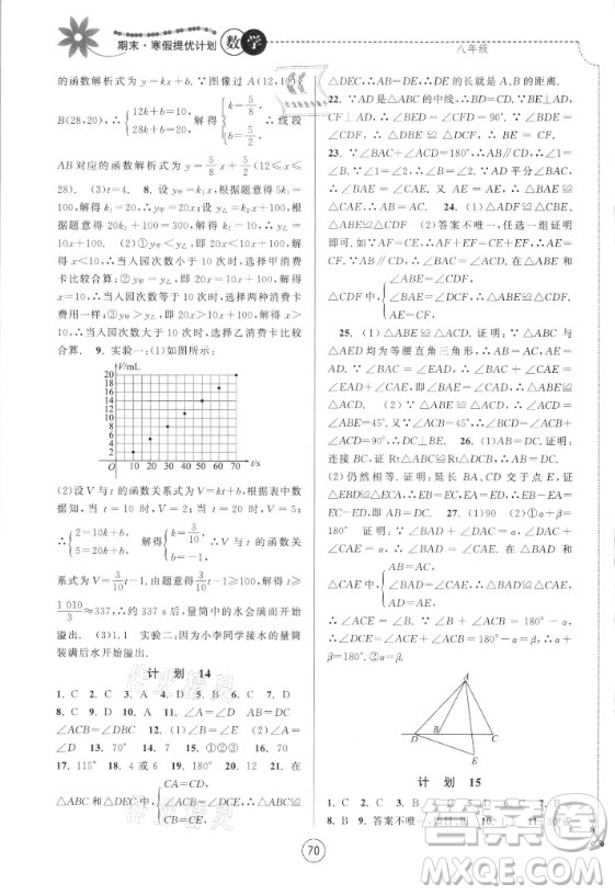 南京大學出版社2021期末寒假提優(yōu)計劃數(shù)學八年級蘇科版答案