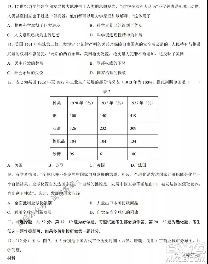 2021年1月八省聯(lián)考考前猜題卷歷史試題及答案