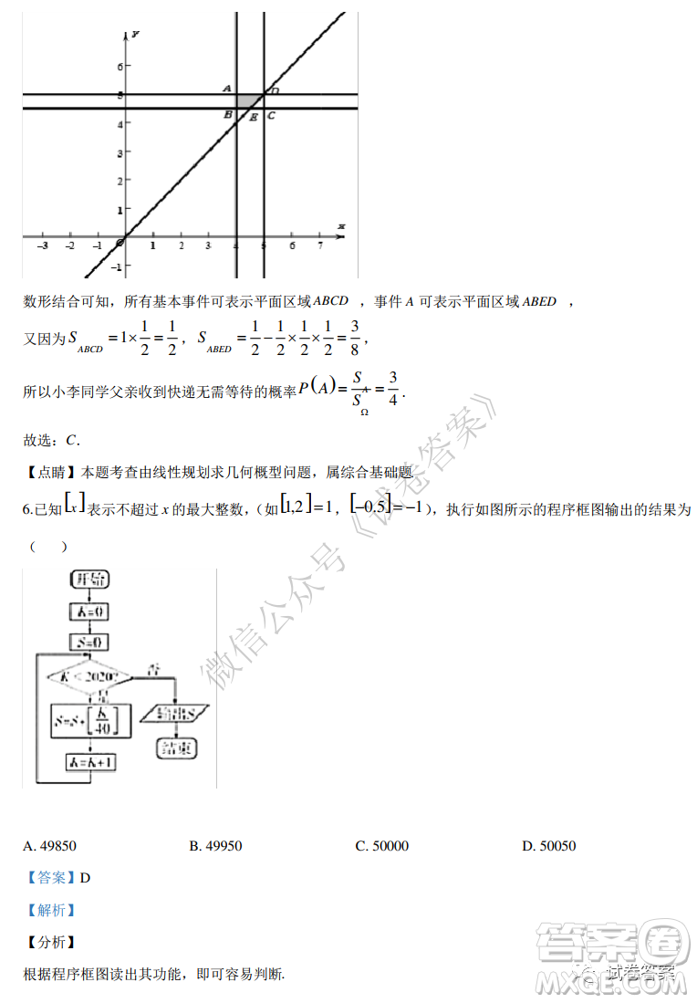 2021屆全國學(xué)海大聯(lián)考新高考模擬試卷六理科數(shù)學(xué)試題及答案