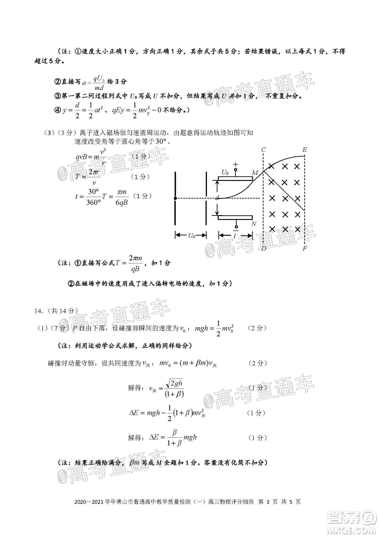 2020-2021學(xué)年佛山市普通高中高三教學(xué)質(zhì)量檢測(cè)物理試題及答案