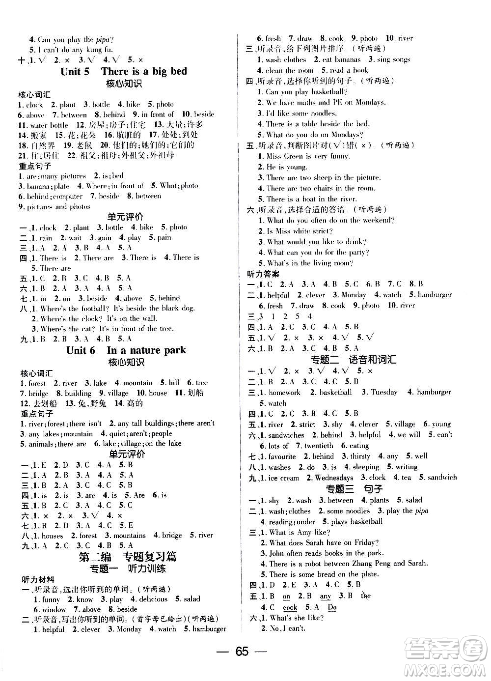 廣東經(jīng)濟(jì)出版社2021期末沖刺王寒假作業(yè)英語五年級(jí)RJ人教版答案