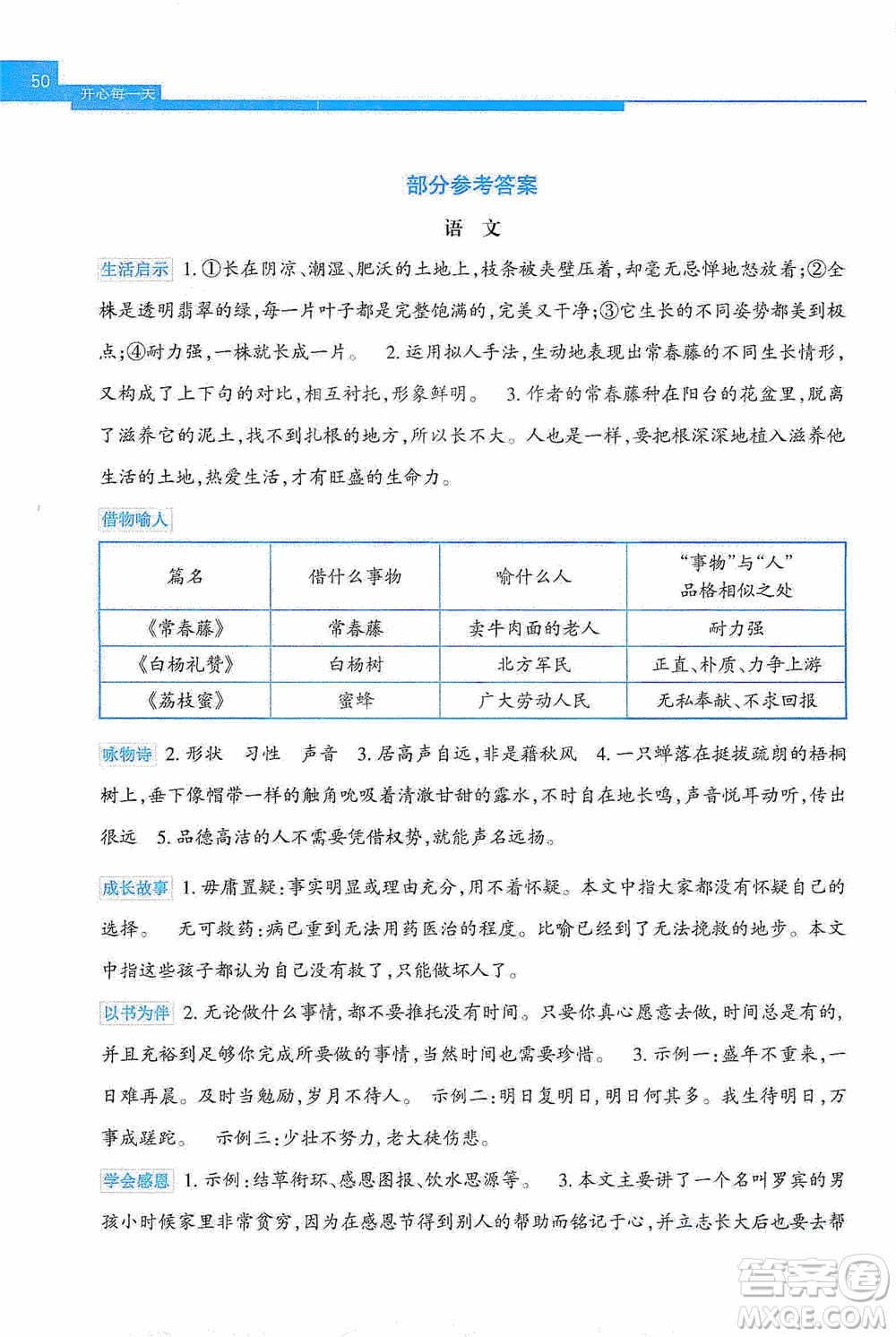 廣西教育出版社2021開心每一天寒假作業(yè)五年級語文答案