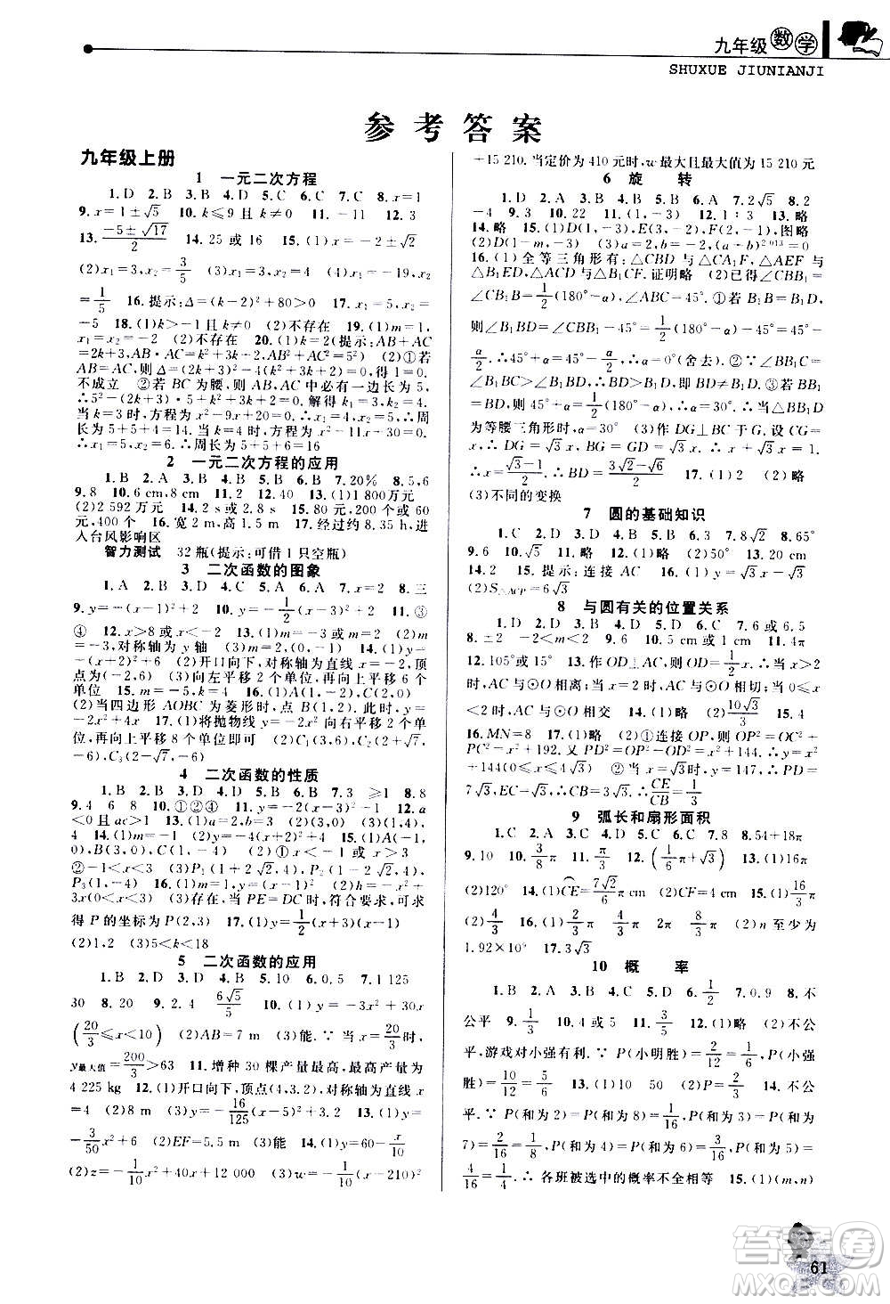 中國(guó)和平出版社2021寒假優(yōu)化學(xué)習(xí)九年級(jí)數(shù)學(xué)人教版答案