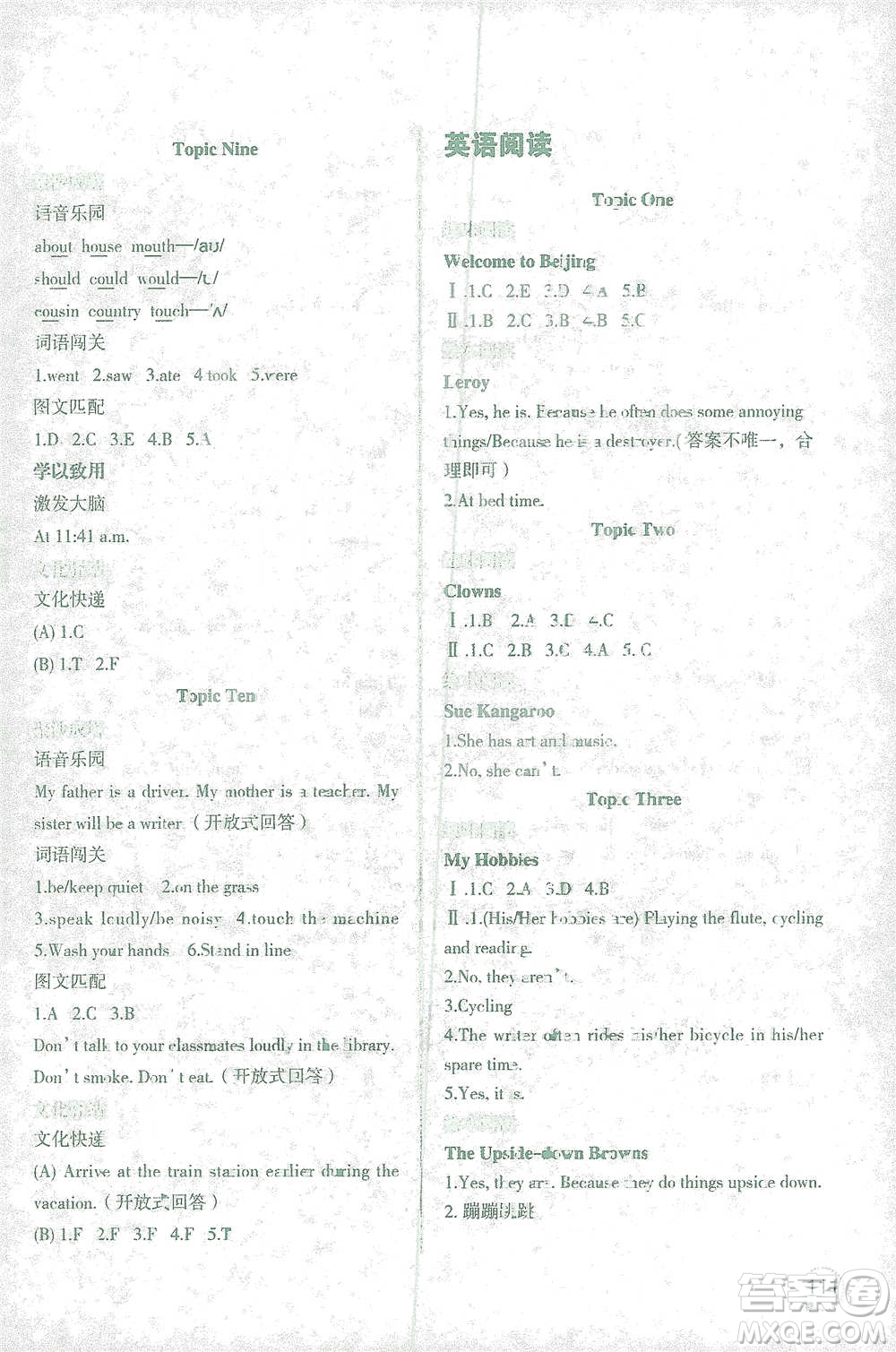 遼寧師范大學(xué)出版社2021寒假樂(lè)園六年級(jí)英語(yǔ)一年級(jí)起點(diǎn)答案