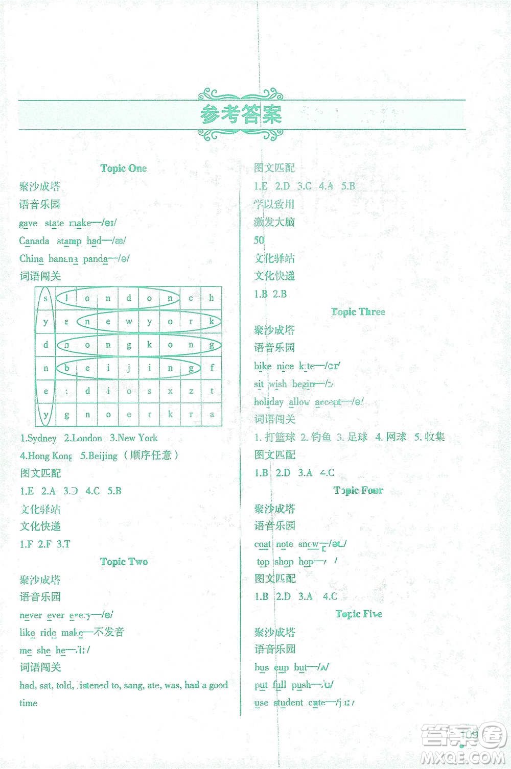 遼寧師范大學(xué)出版社2021寒假樂(lè)園六年級(jí)英語(yǔ)一年級(jí)起點(diǎn)答案