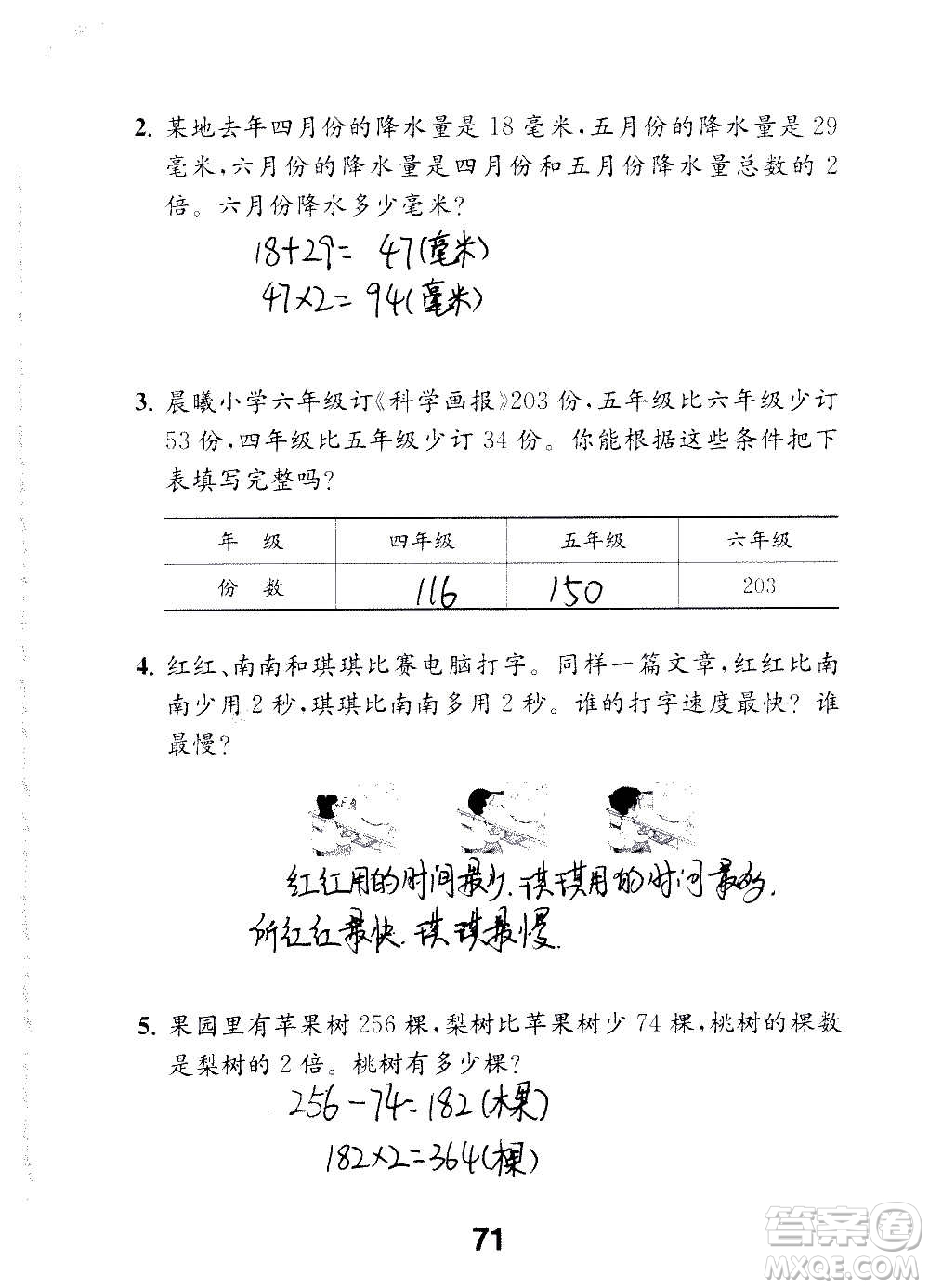 江蘇鳳凰教育出版社2020數(shù)學(xué)補(bǔ)充習(xí)題三年級(jí)上冊(cè)蘇教版答案