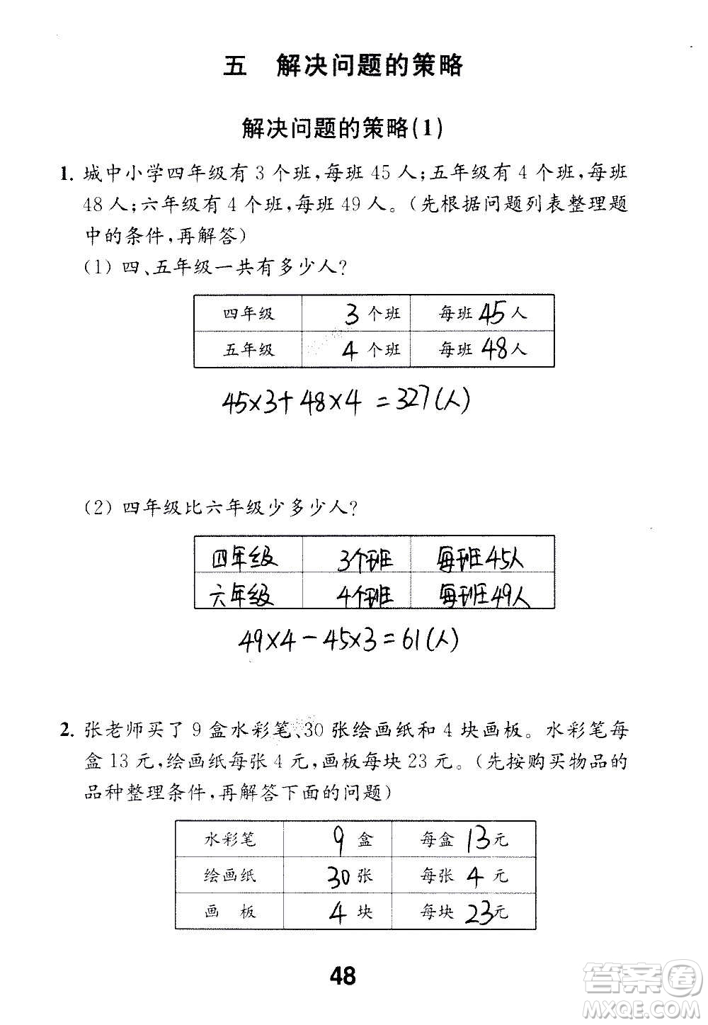 江蘇鳳凰教育出版社2020數(shù)學補充習題四年級上冊蘇教版答案